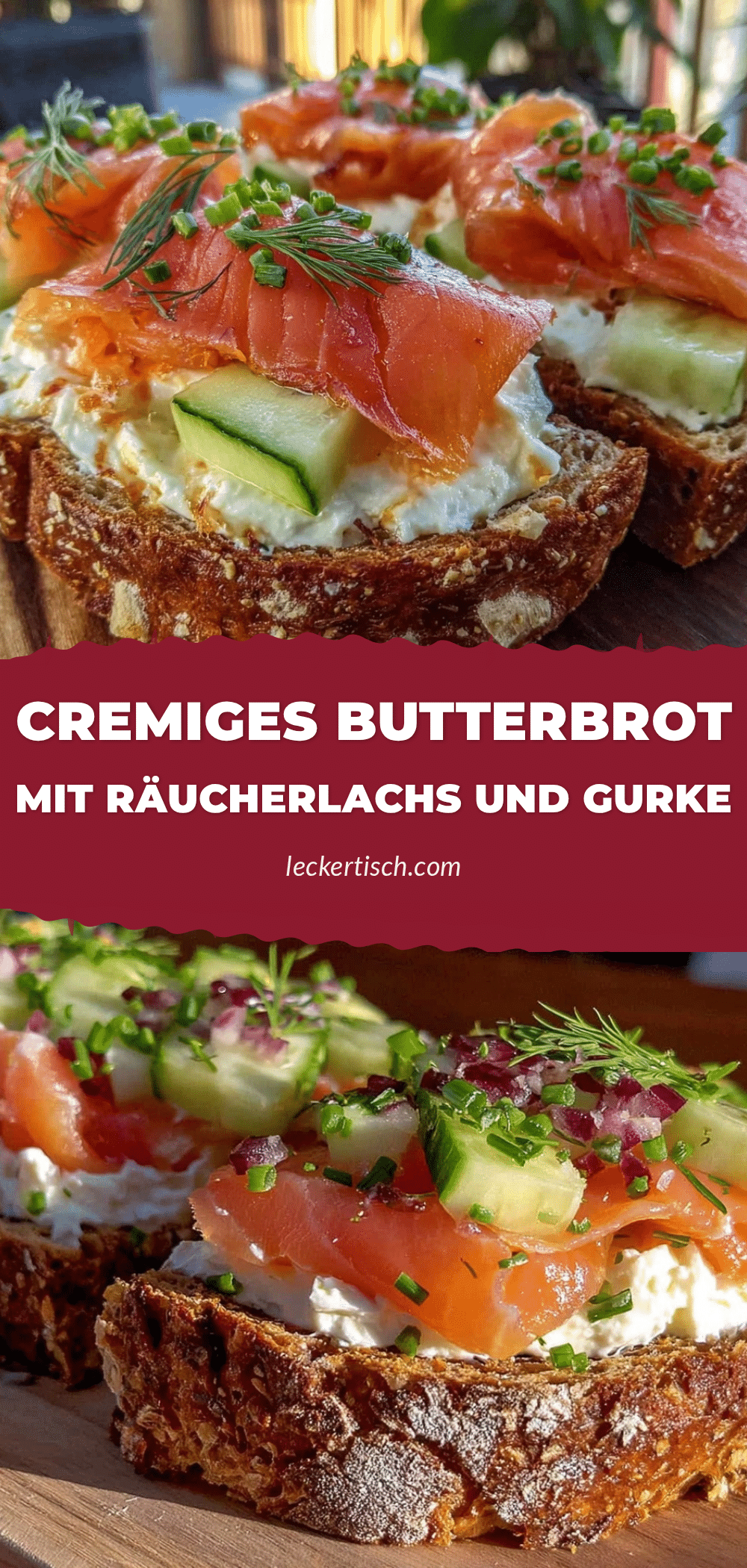 cremiges Butterbrot mit Räucherlachs und Gurke recipe
