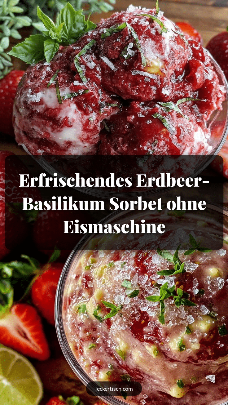 Erdbeer-Basilikum-Sorbet ohne Eismaschine recipe