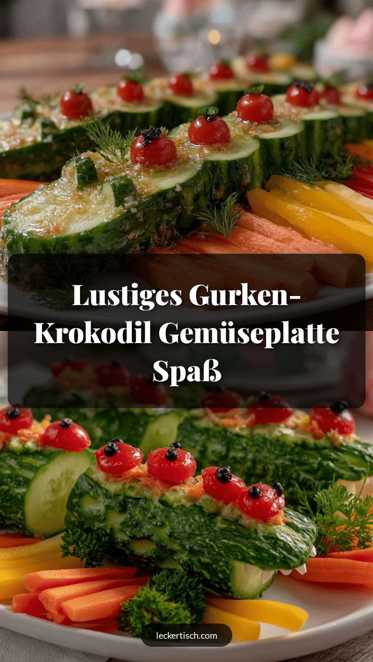 Gemüseplatte mit Gurken-Krokodil recipe