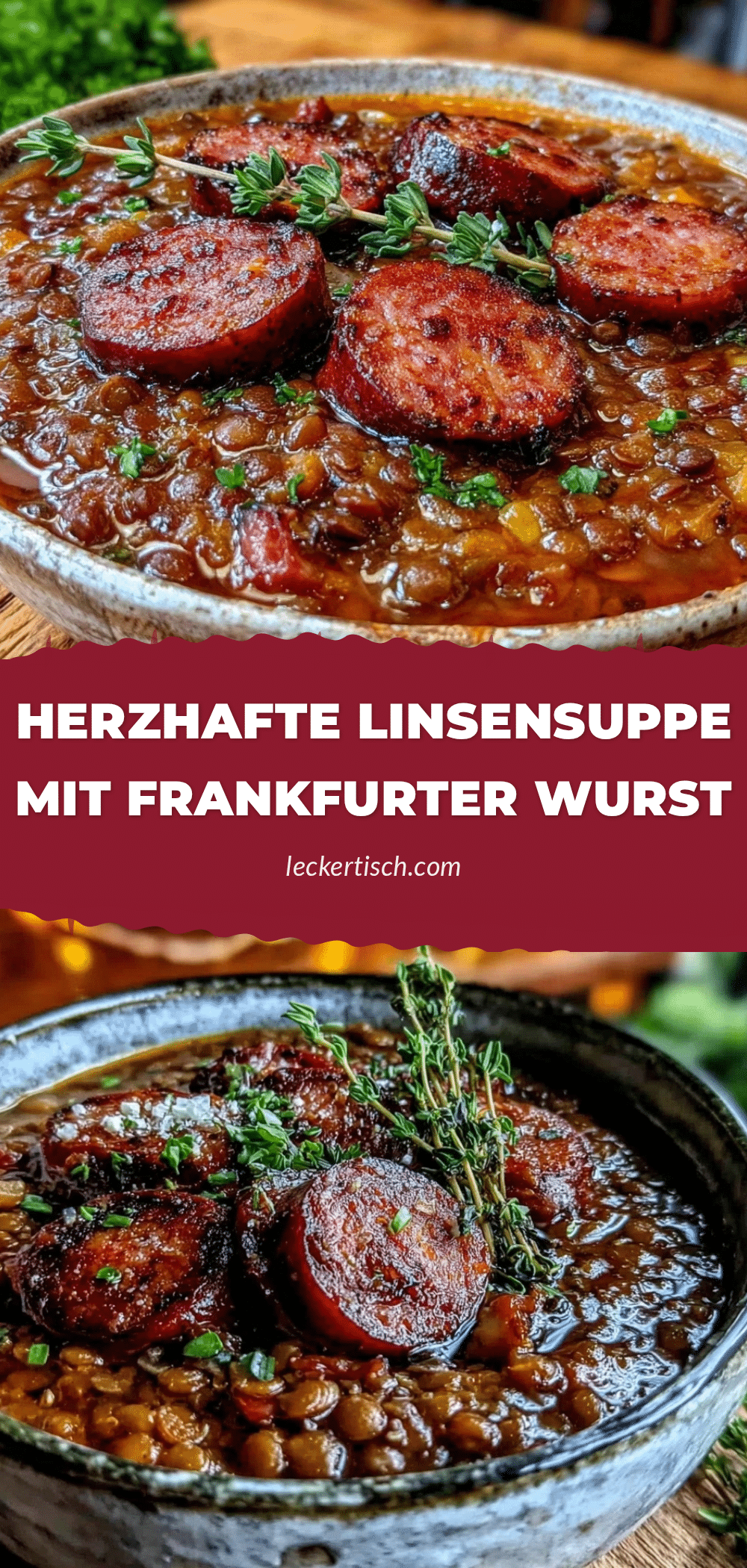 herzhafte Linsensuppe mit Frankfurter Wurst recipe
