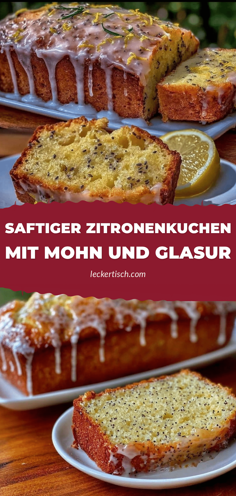 saftiger Zitronenkuchen mit Mohn und Zitronenglasur recipe