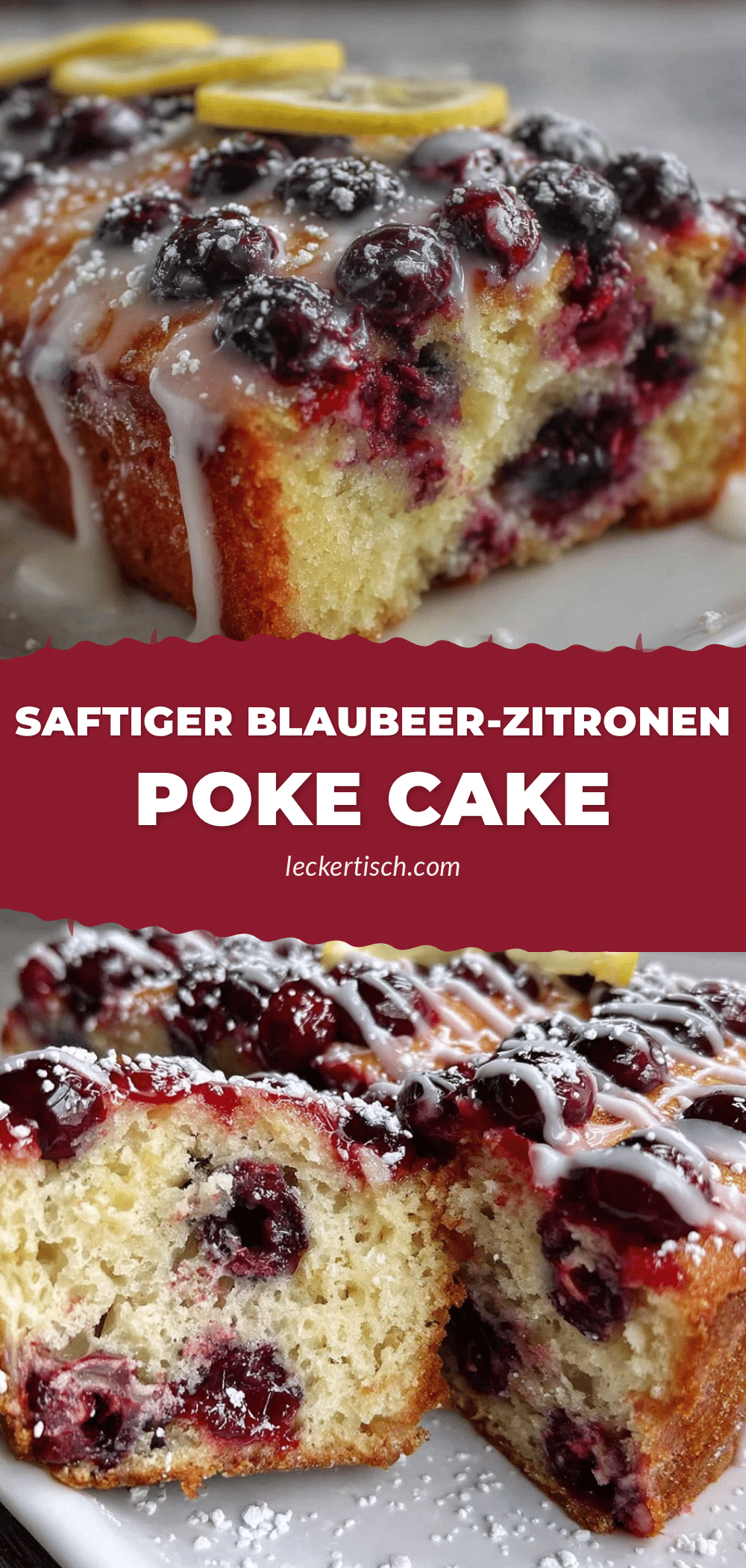 Blaubeer-Zitronen Poke Cake recipe