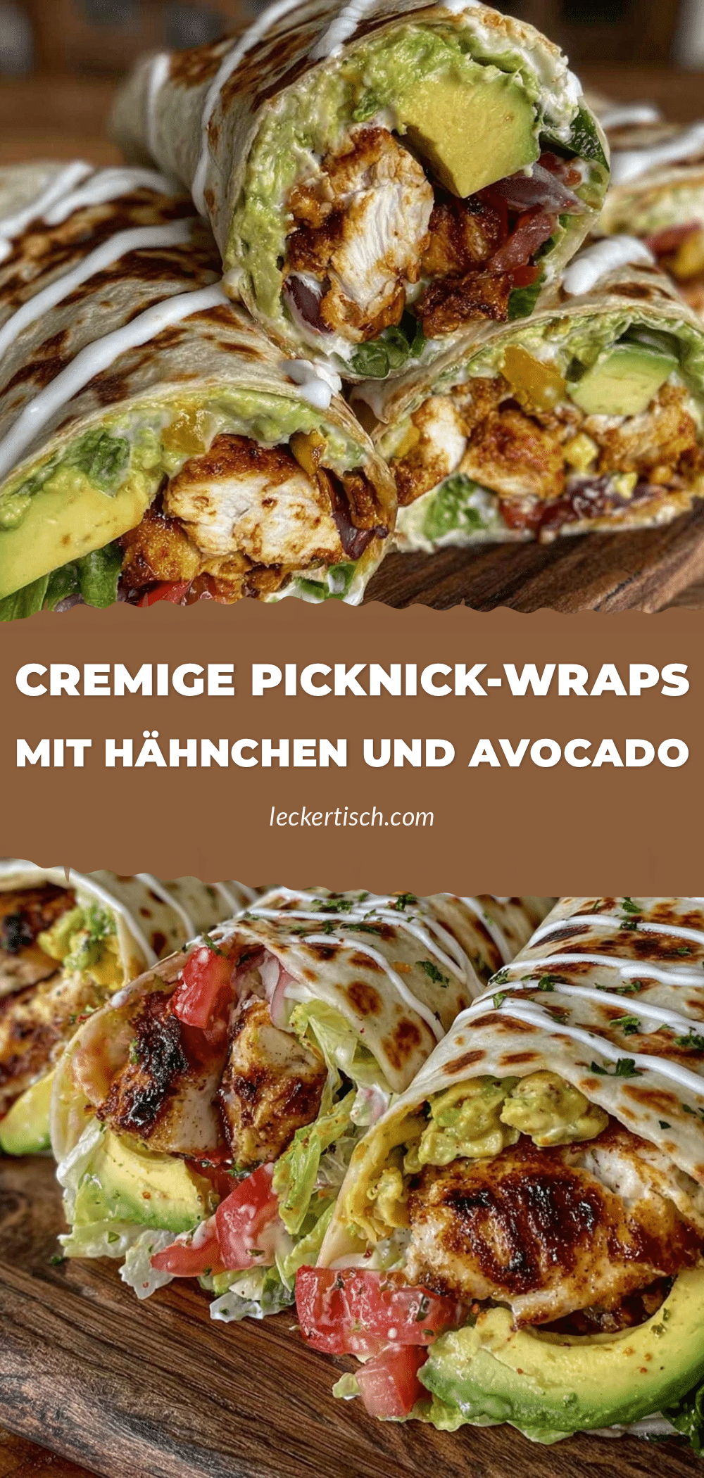 cremige Picknick-Wraps mit Hähnchen und Avocado recipe