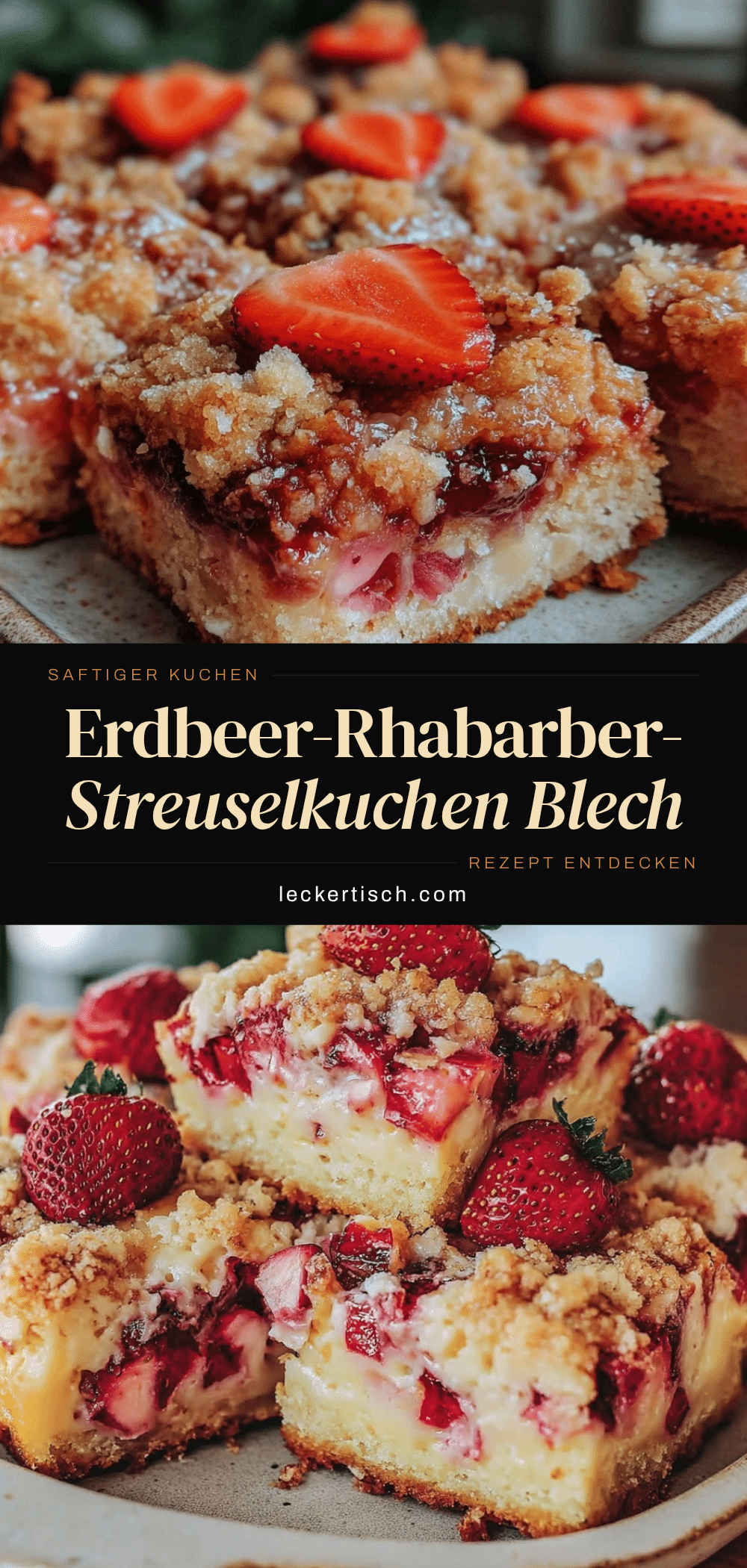 Erdbeer-Rhabarber-Streuselkuchen vom Blech recipe