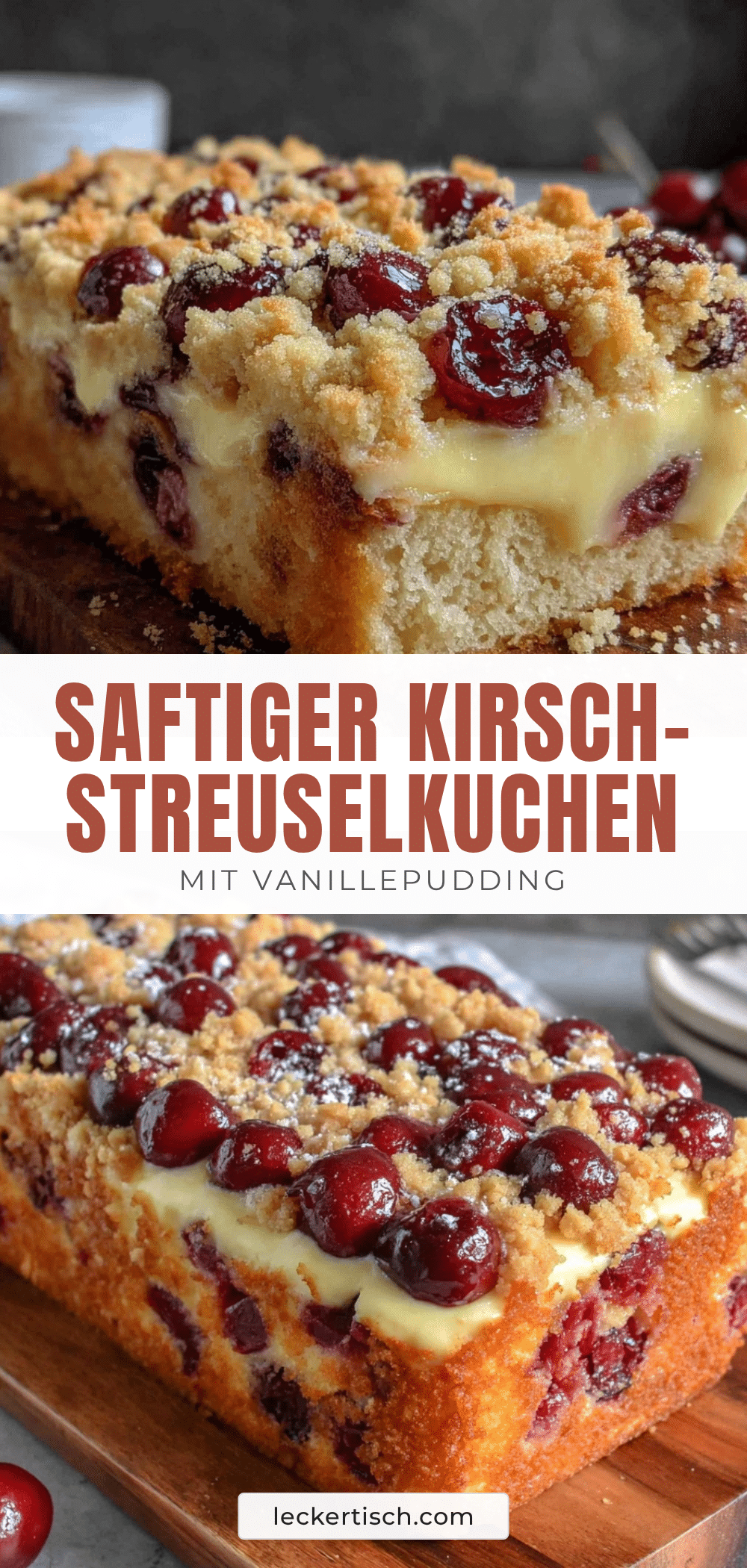 Kirsch-Streuselkuchen mit Vanillepudding recipe