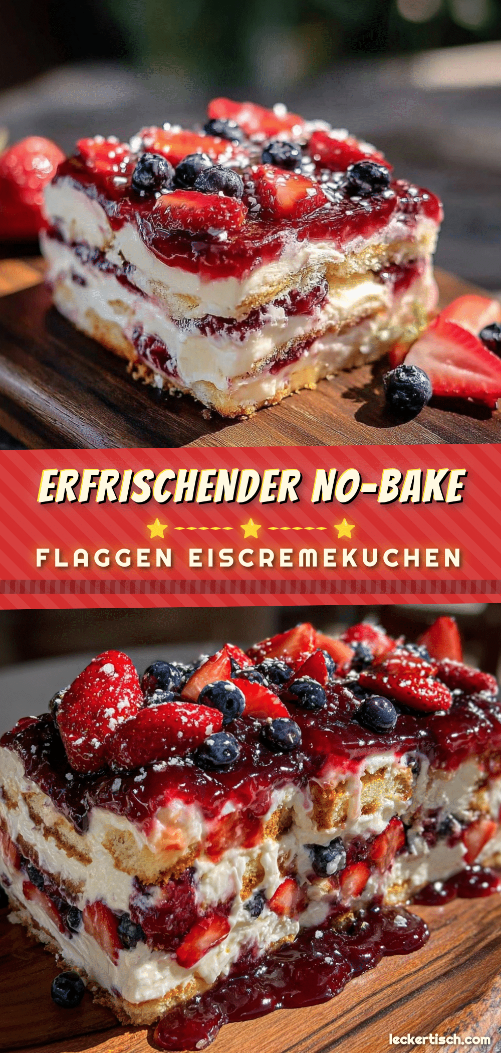 No-Bake Flaggen Eiscremekuchen recipe
