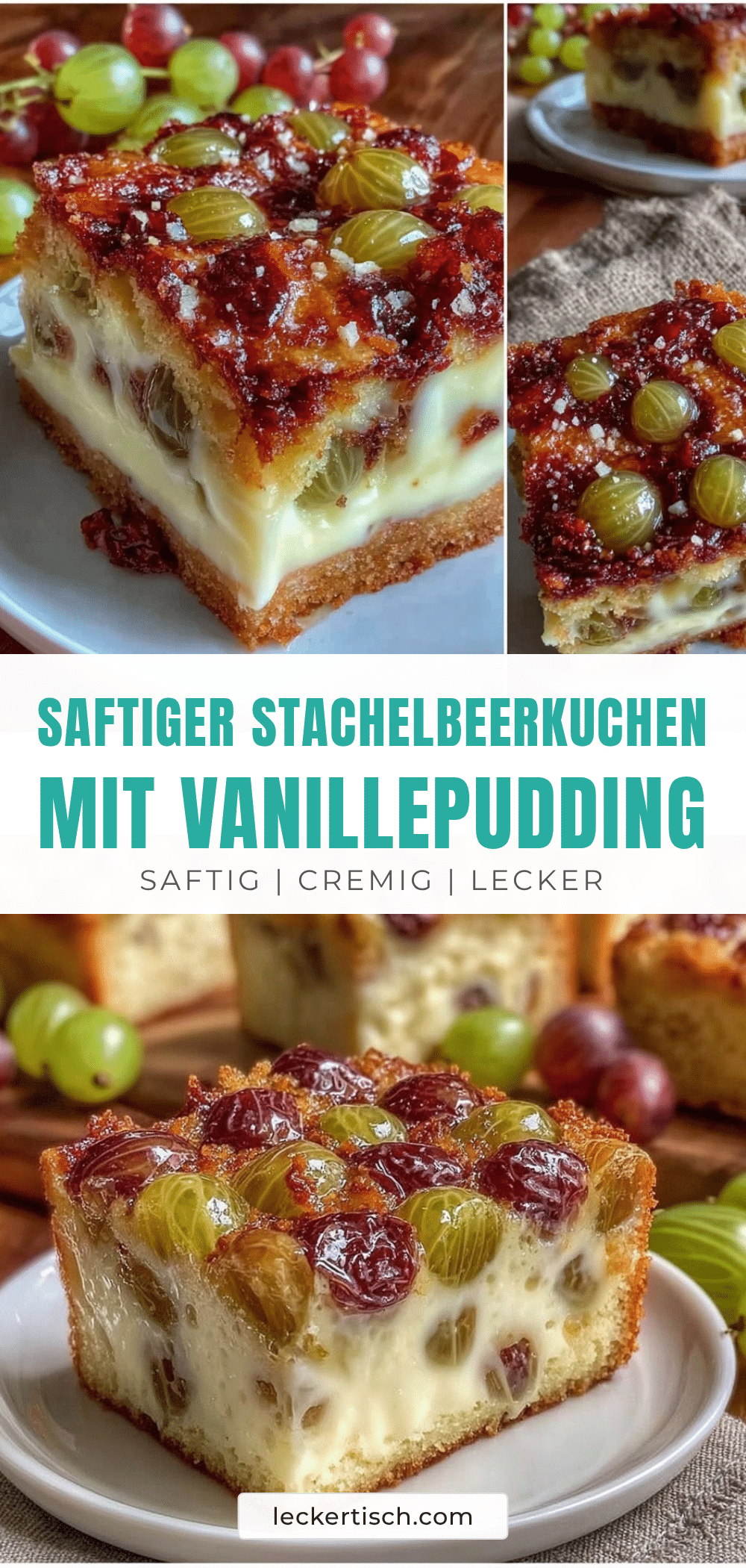 Stachelbeerkuchen mit Vanillepudding recipe