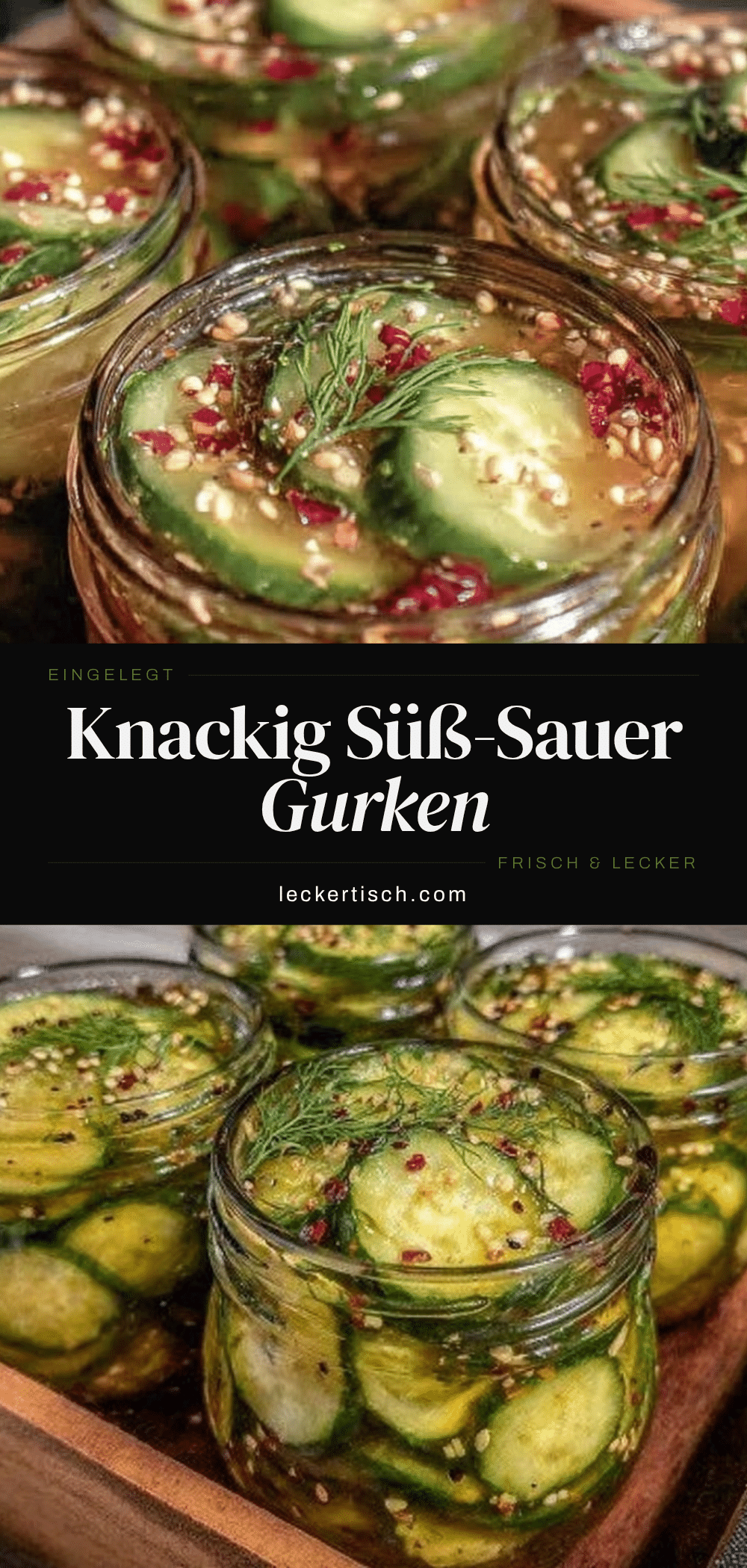 süß-sauer eingelegte Gurken recipe