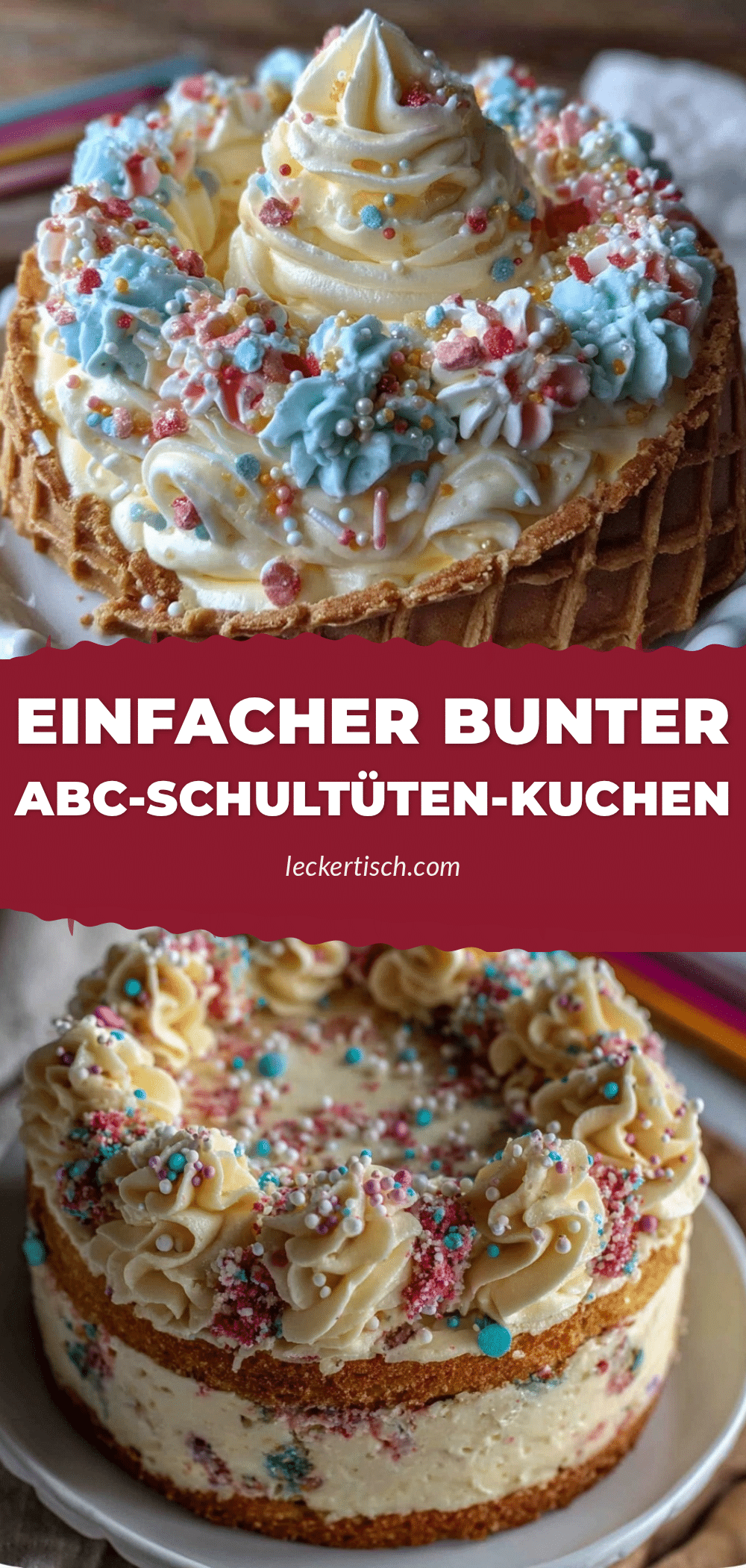 einfacher bunter abc-schultüten-kuchen recipe