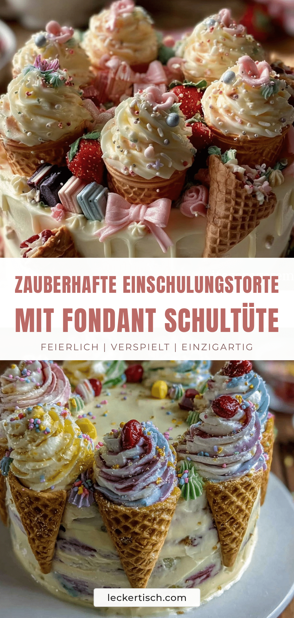 Einschulungstorte Fondant Schultüte recipe