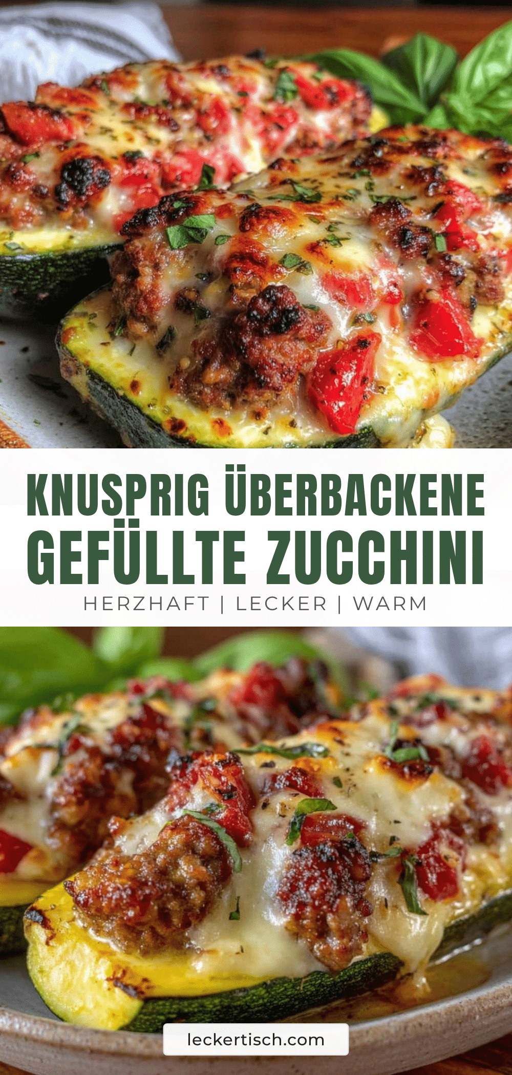 gefüllte Zucchini mit Hackfleisch und Mozzarella recipe