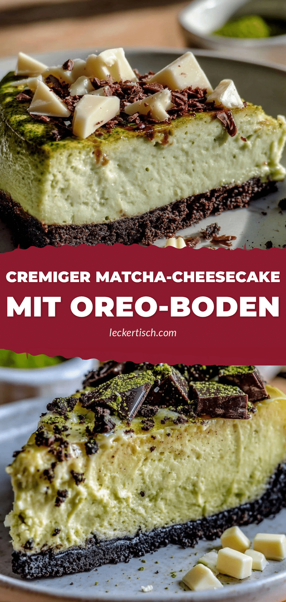 Matcha-Cheesecake mit Oreo-Boden recipe