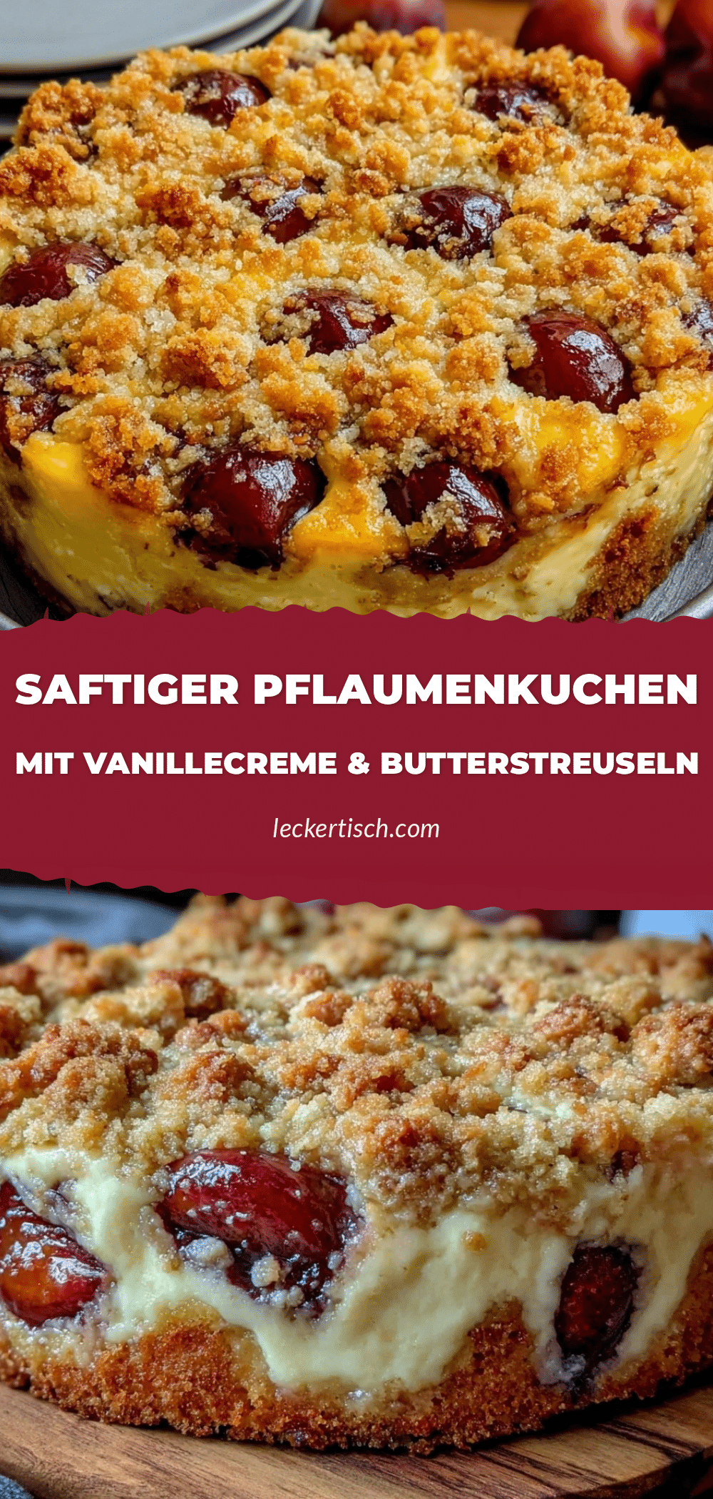 Pflaumenkuchen mit Vanillecreme recipe