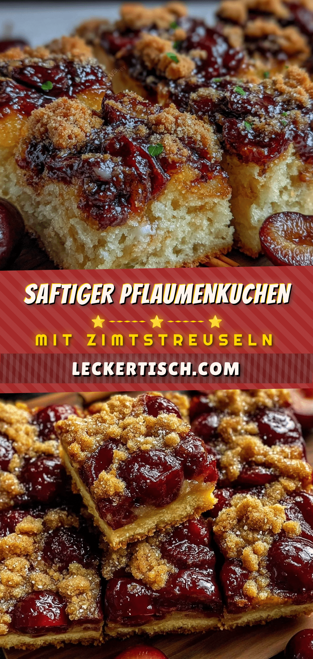 Pflaumenkuchen vom Blech mit Zimtstreuseln recipe