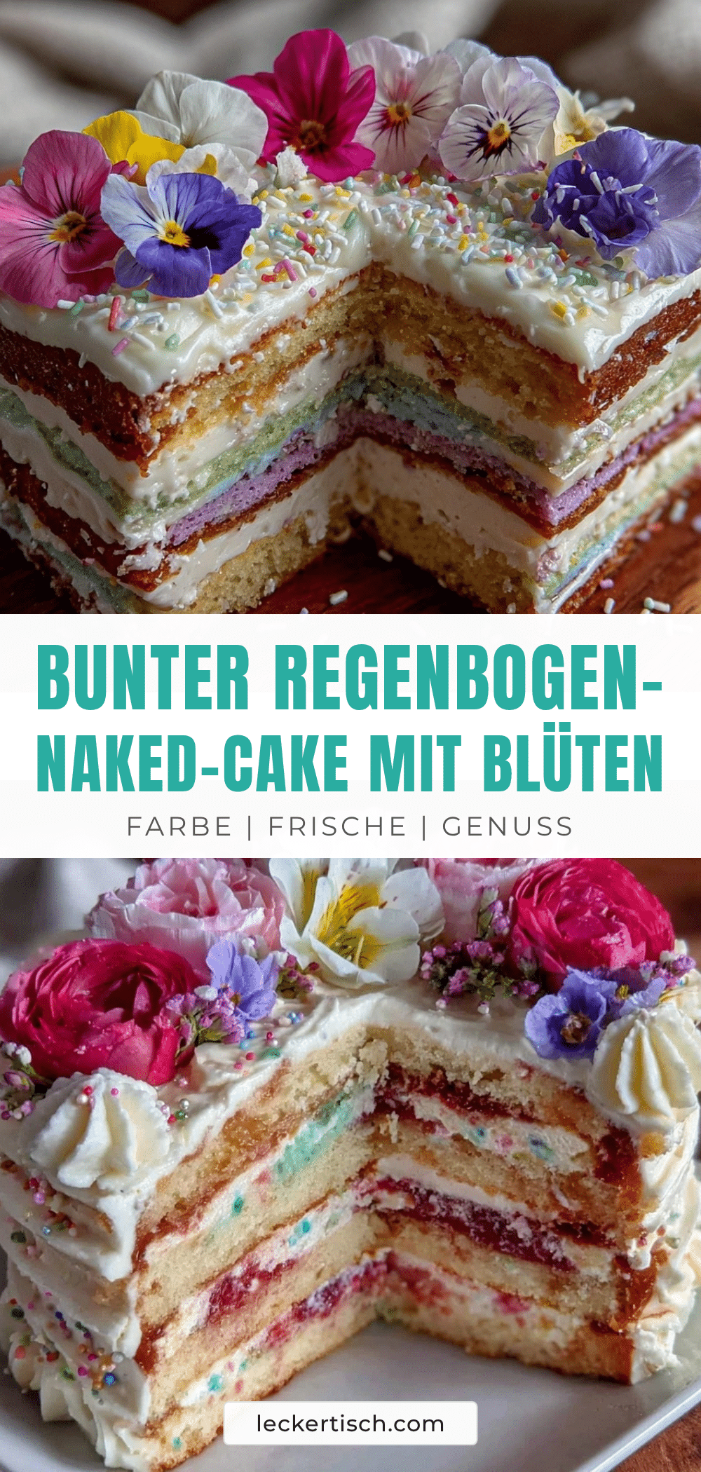 Regenbogen-Naked-Cake recipe