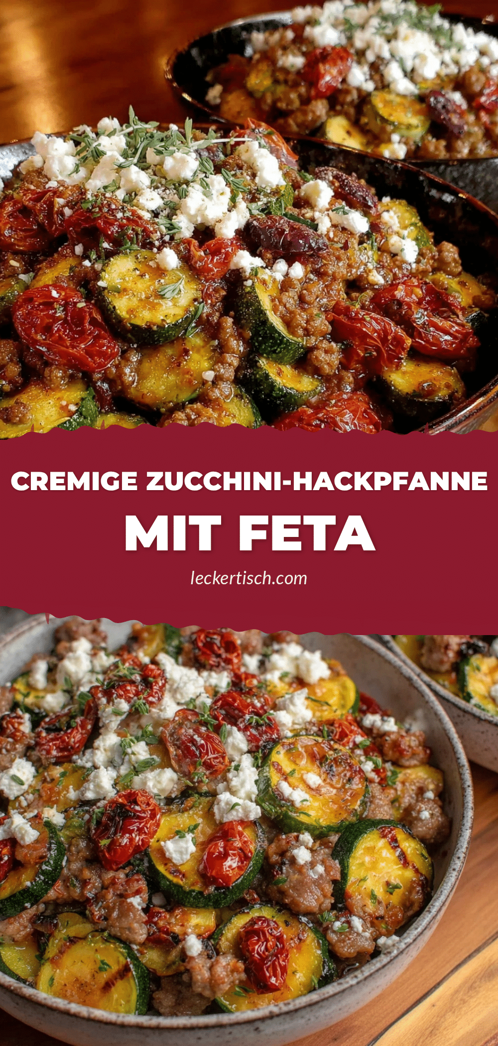 schnelle Zucchini-Hackfleisch-Pfanne mit Feta recipe