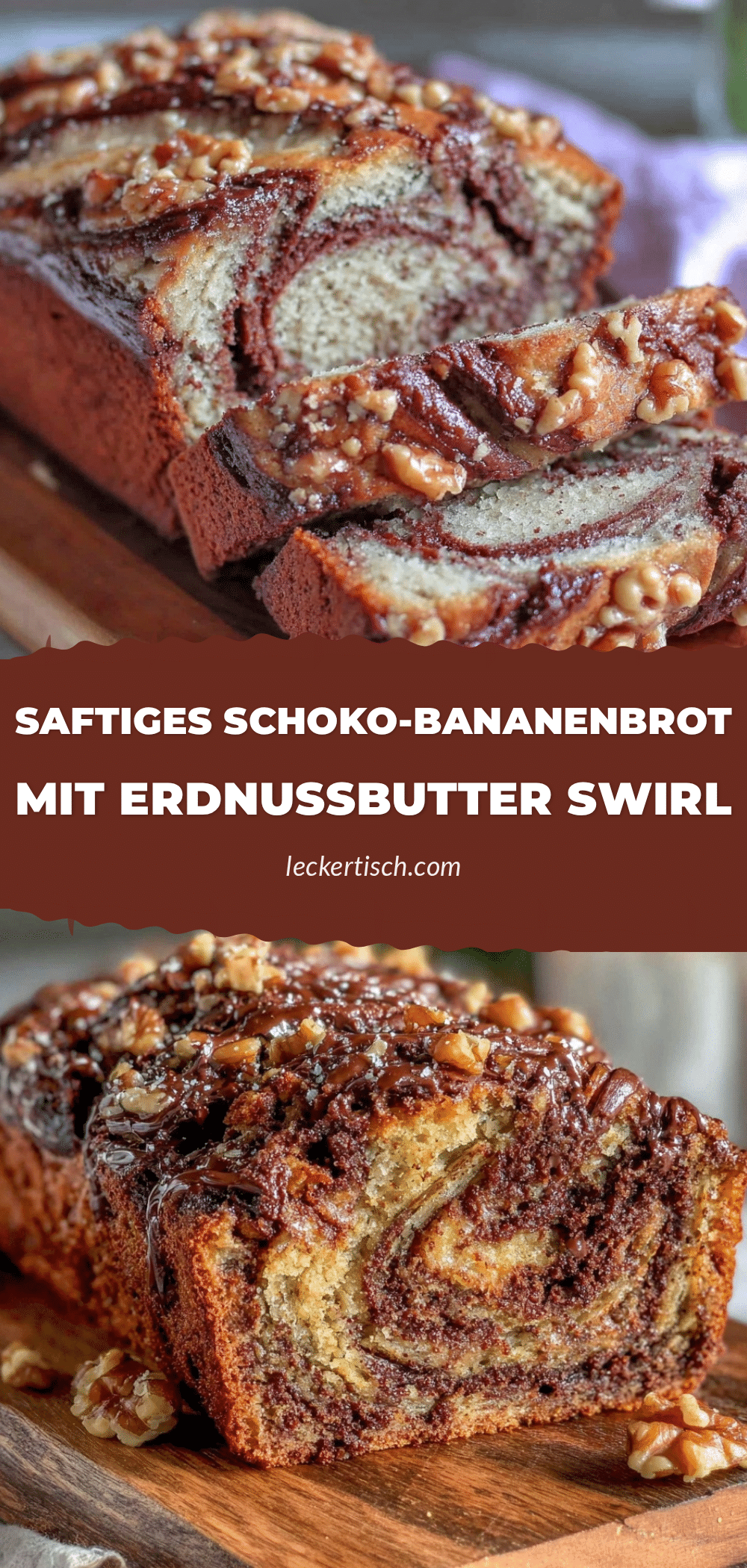 Schokoladen-Bananenbrot Erdnussbutter Swirl recipe