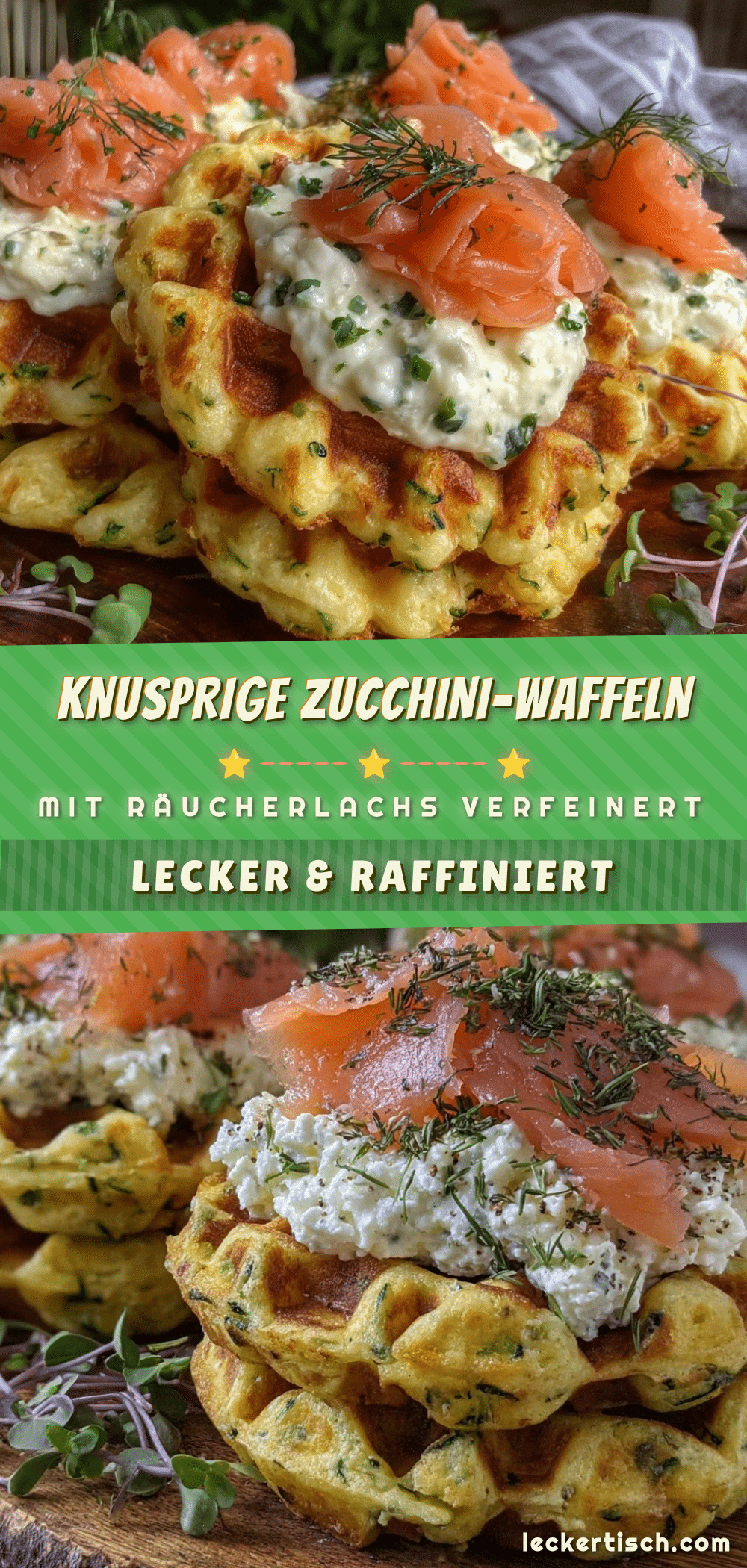 Zucchini-Waffeln mit Räucherlachs recipe