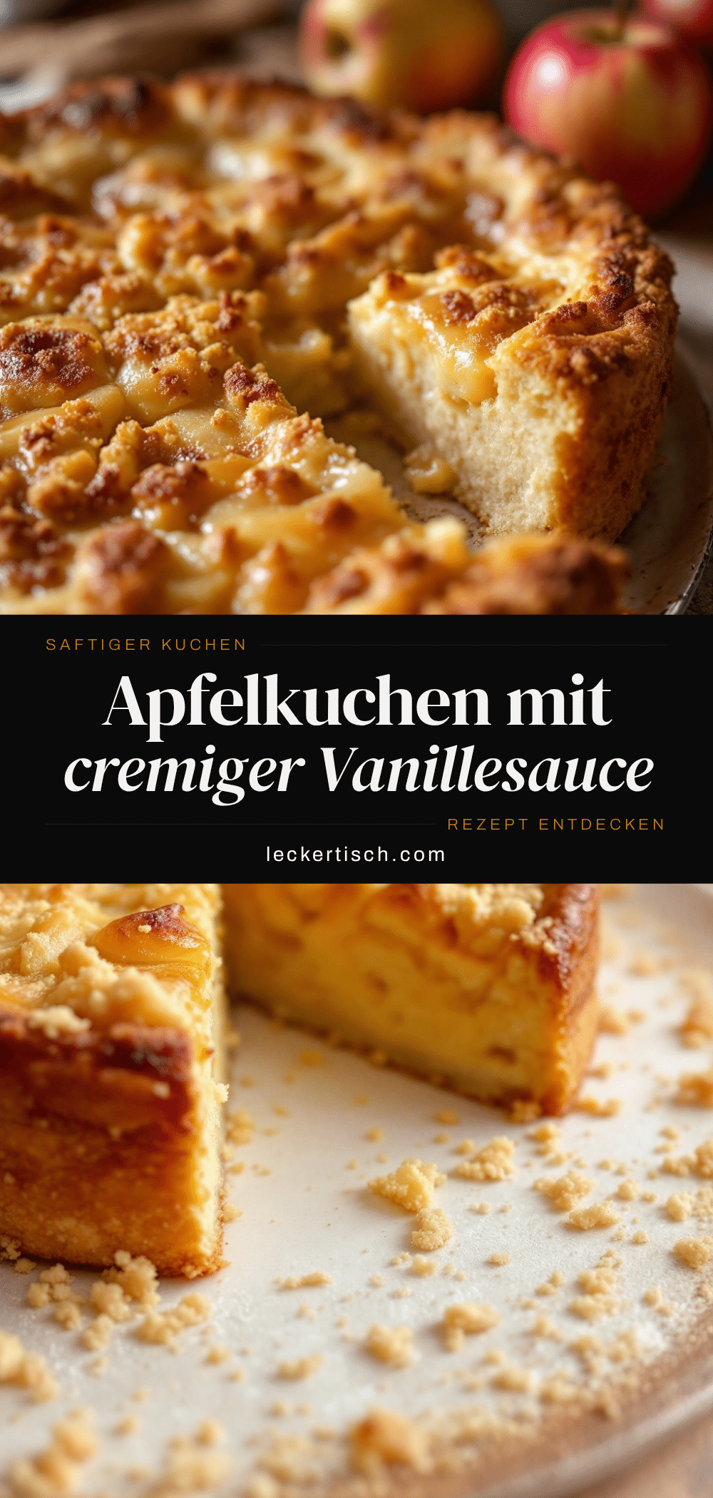 bester saftiger apfelkuchen mit cremiger vanillesauce recipe