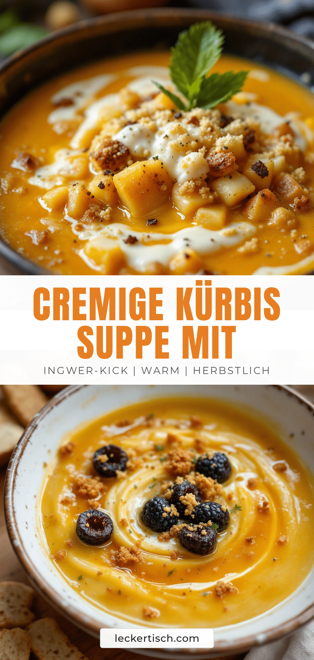 cremige Kürbissuppe mit Ingwer recipe