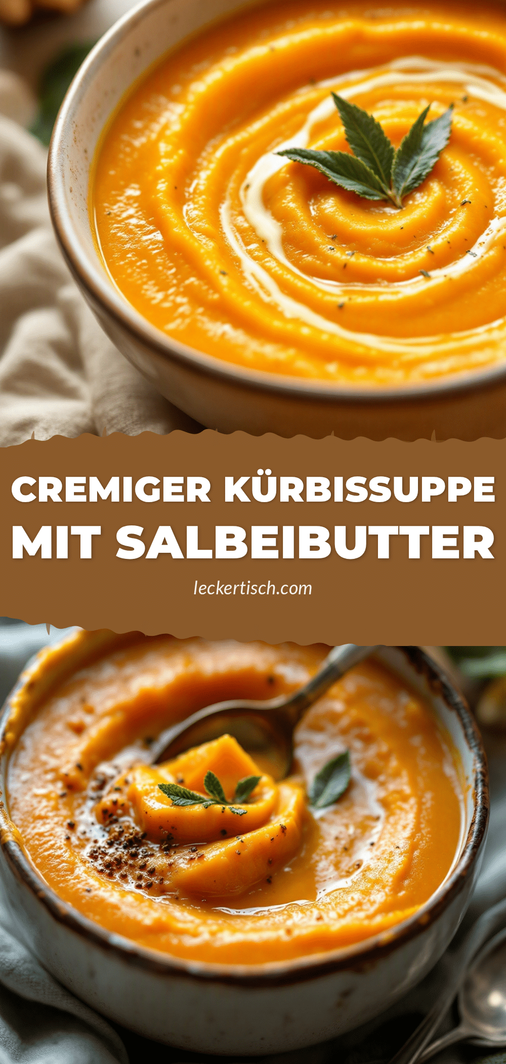cremige Kürbissuppe mit Salbeibutter recipe