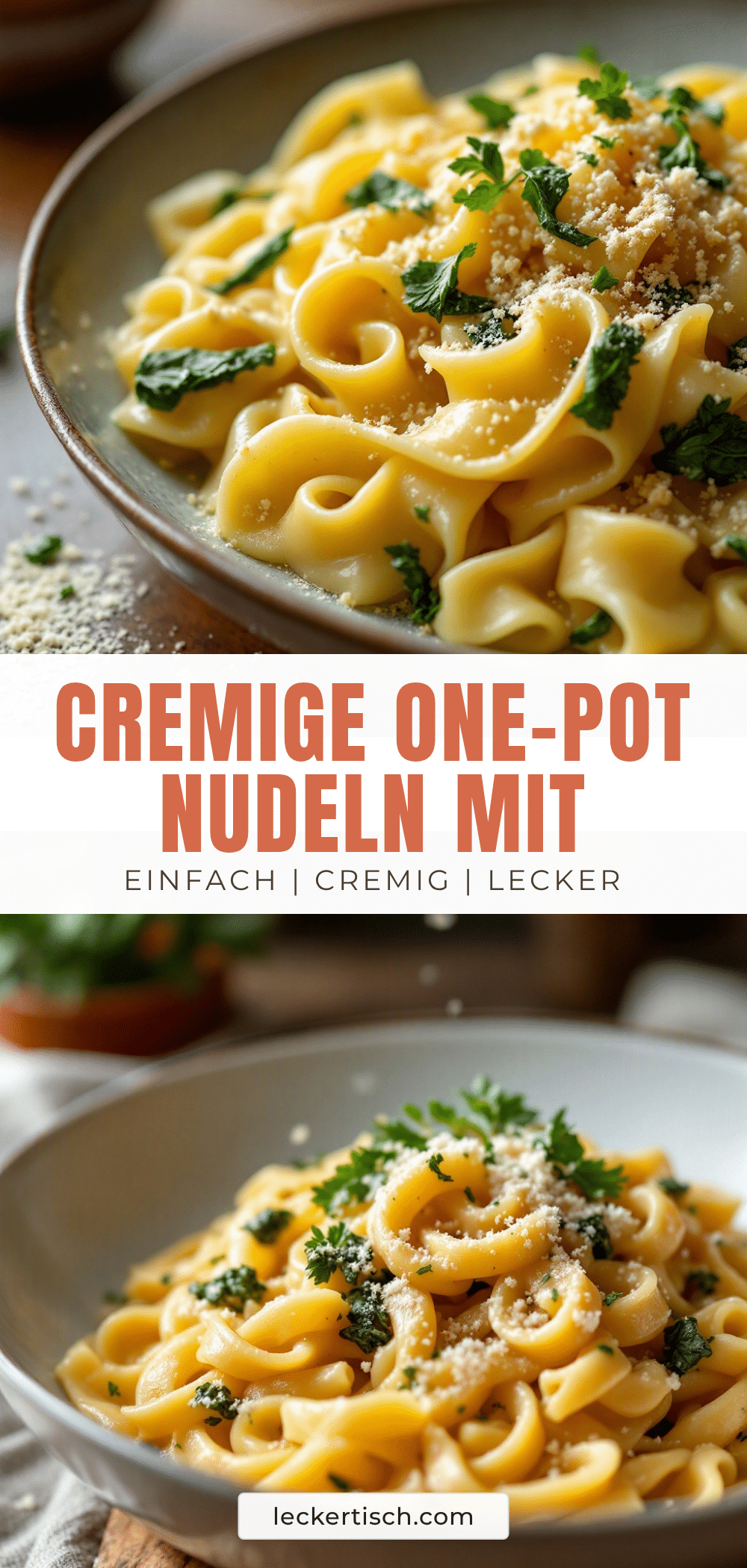 Cremige One-Pot Nudeln mit Lachs und Spinat recipe