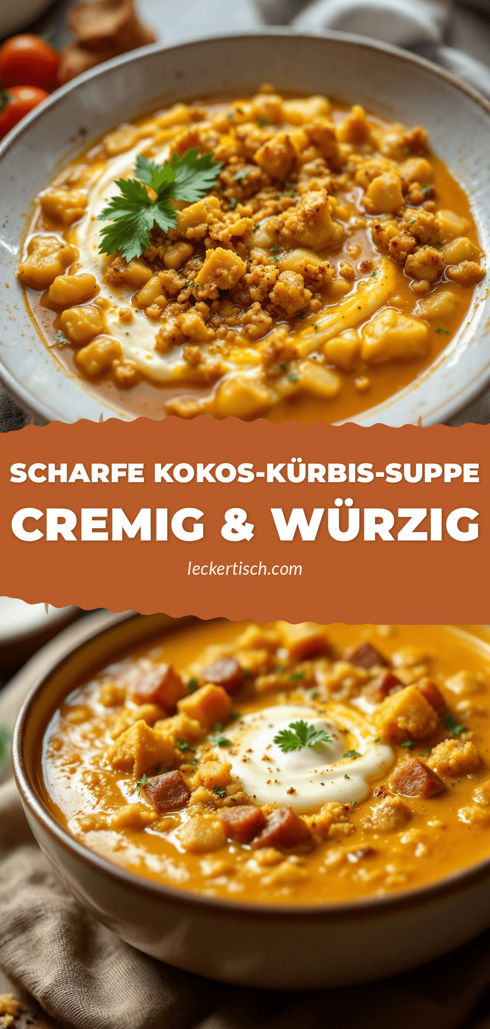 Cremige scharfe Kürbis-Curry-Suppe mit Kokos recipe