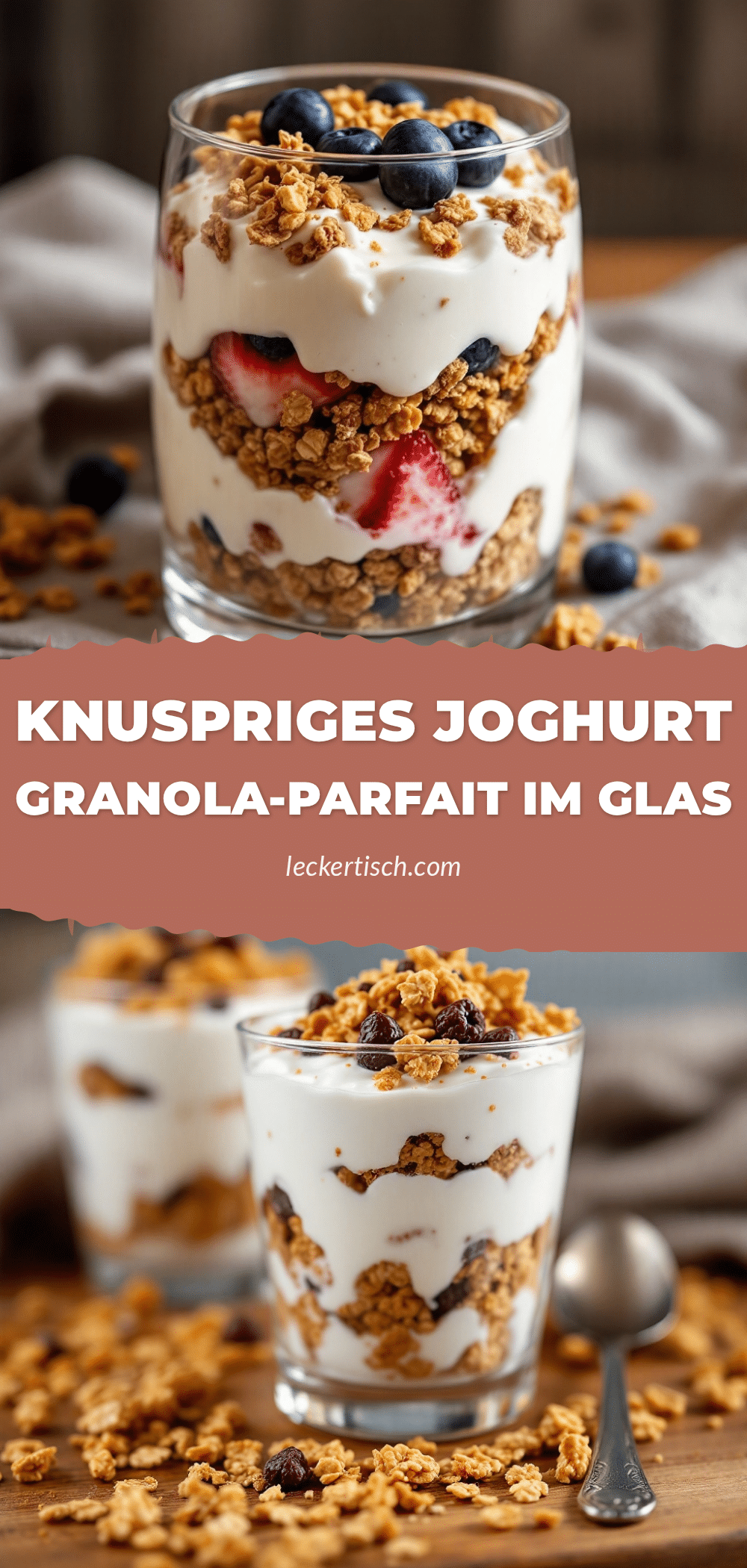 Cremiges Joghurt-Granola-Parfait im Glas recipe