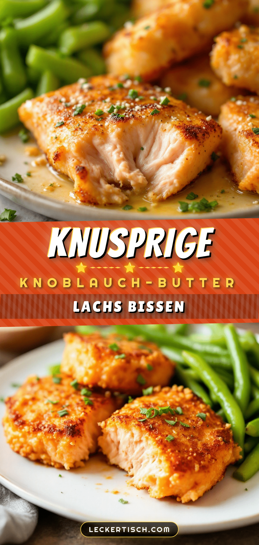 Einfache Knusprige Knoblauch-Butter Lachs Bissen aus der Heißluftfritteuse recipe