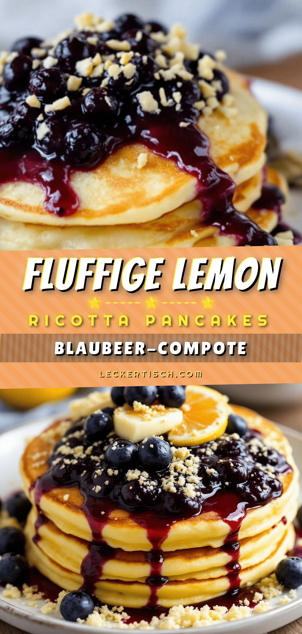 Fluffige Lemon Ricotta Pancakes mit Blaubeerkompott recipe