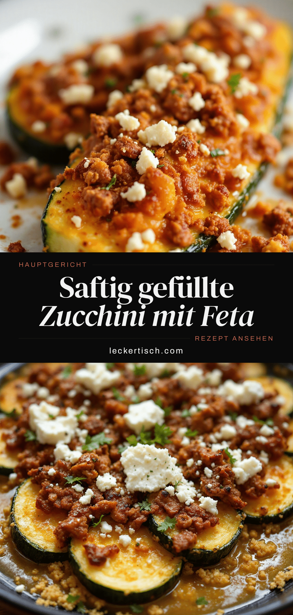 gefüllte Zucchini mit Hackfleisch und Feta recipe
