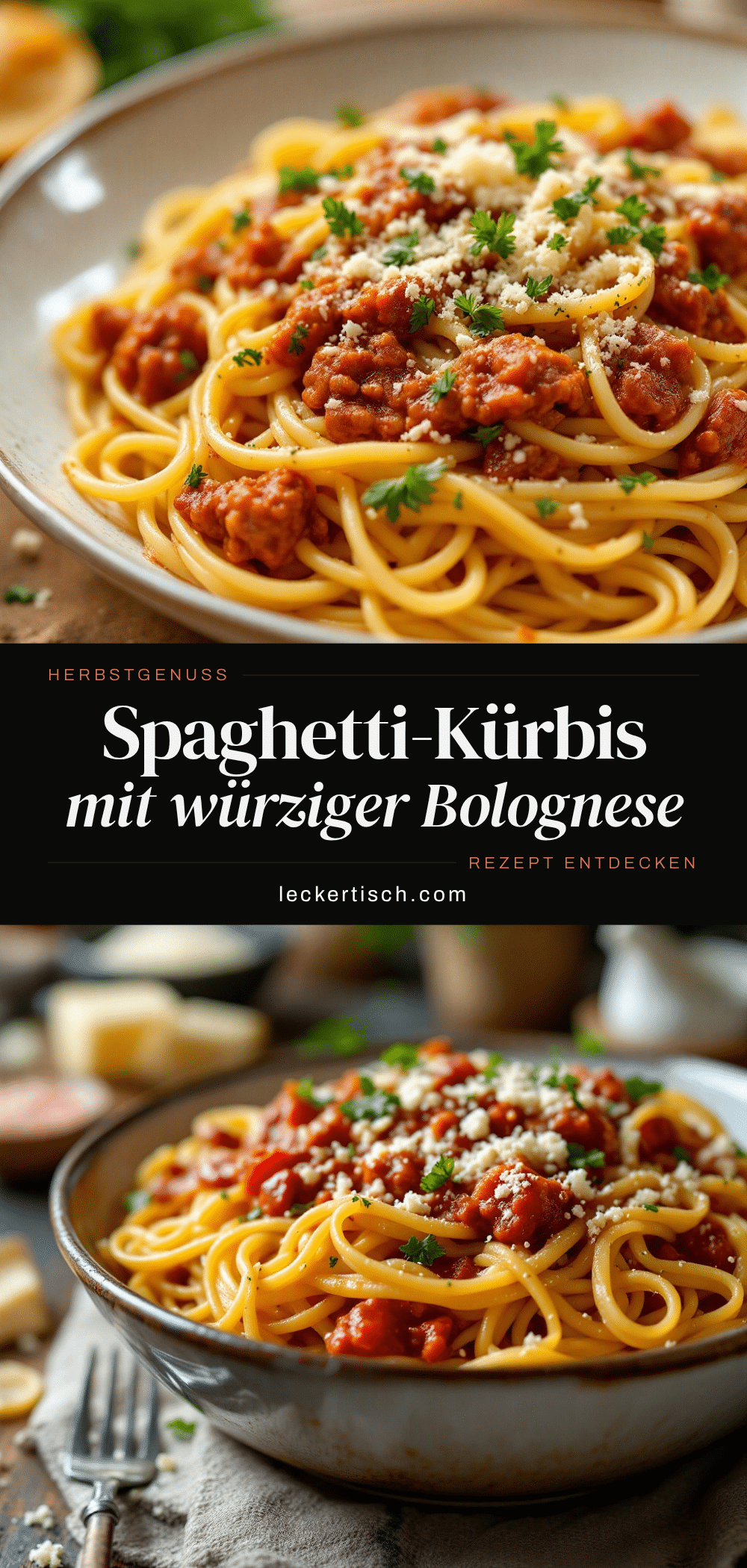 herbstlicher spaghetti-kürbis mit würziger bolognese-füllung recipe