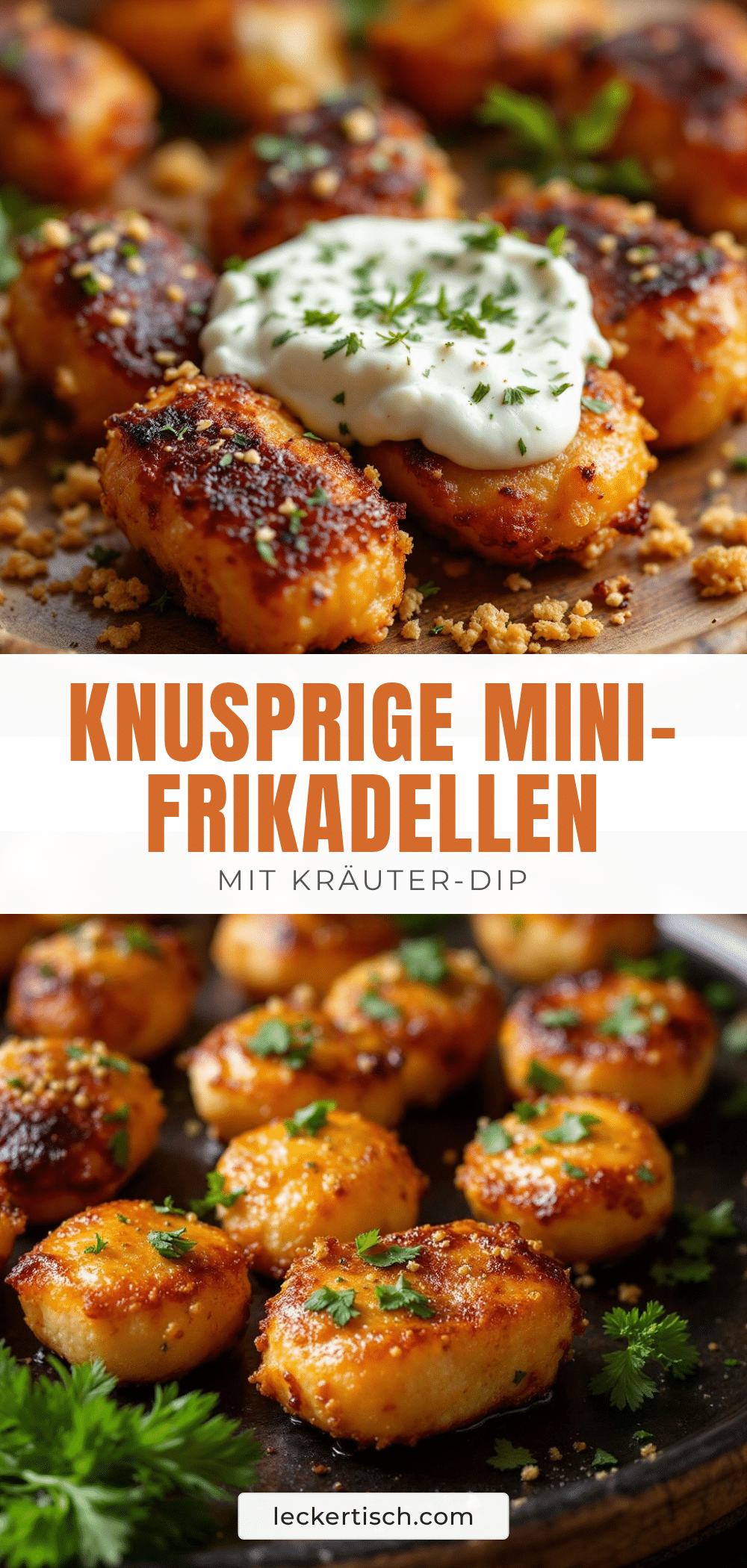 knusprige Mini-Frikadellen am Spieß mit Kräuter-Dip recipe