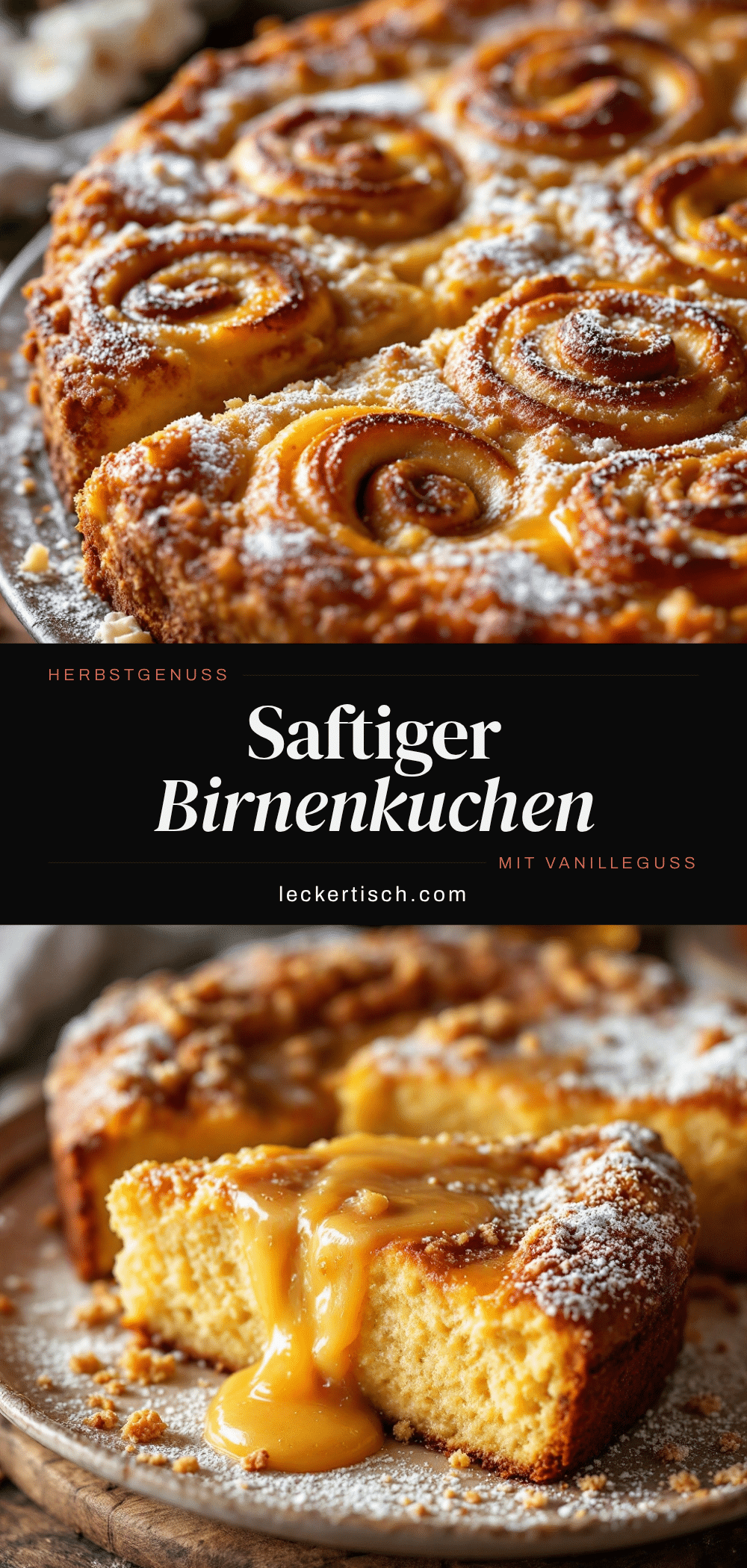 Saftiger Birnenkuchen mit Vanille-Guss recipe