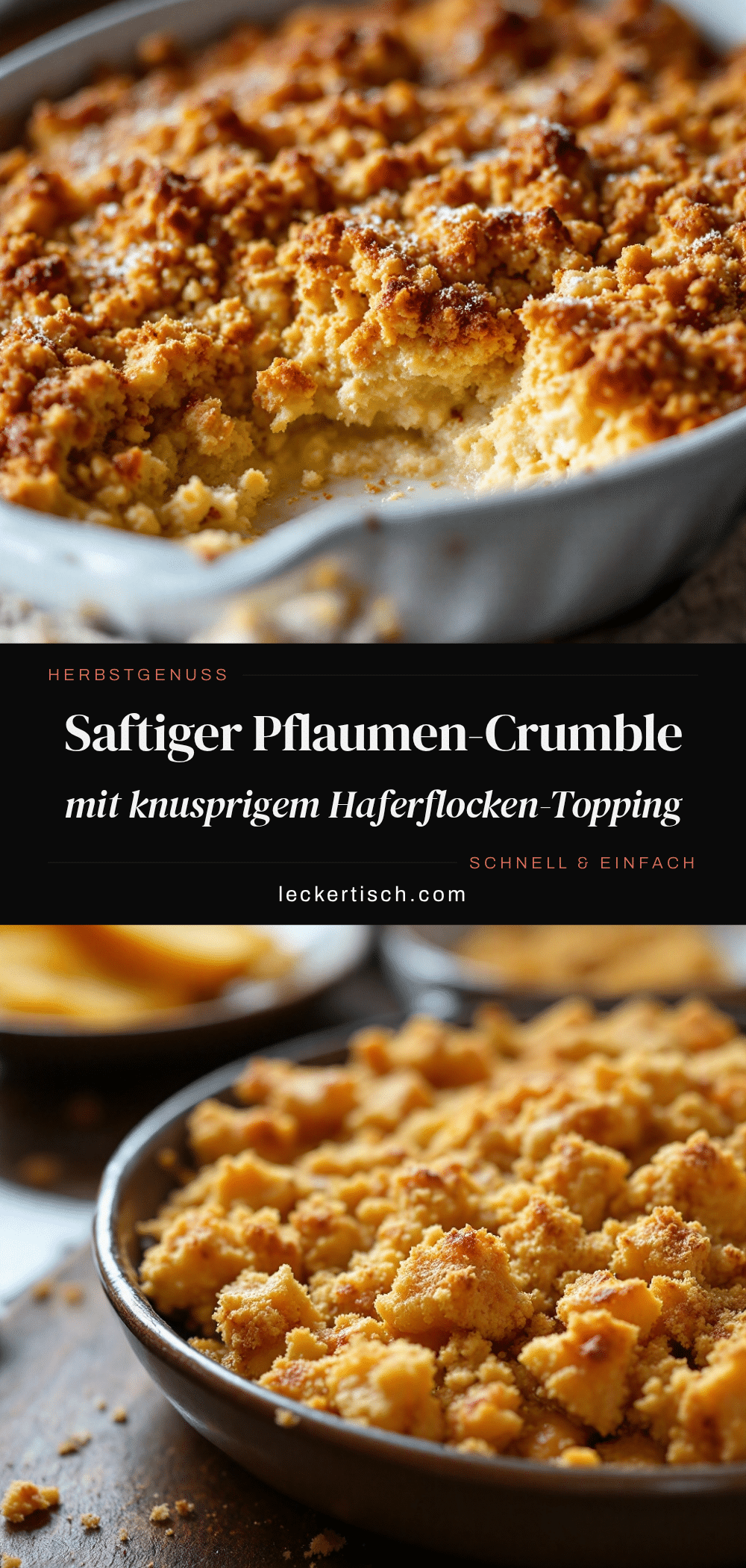 Saftiger Pflaumen-Crumble mit knusprigem Haferflocken-Topping recipe