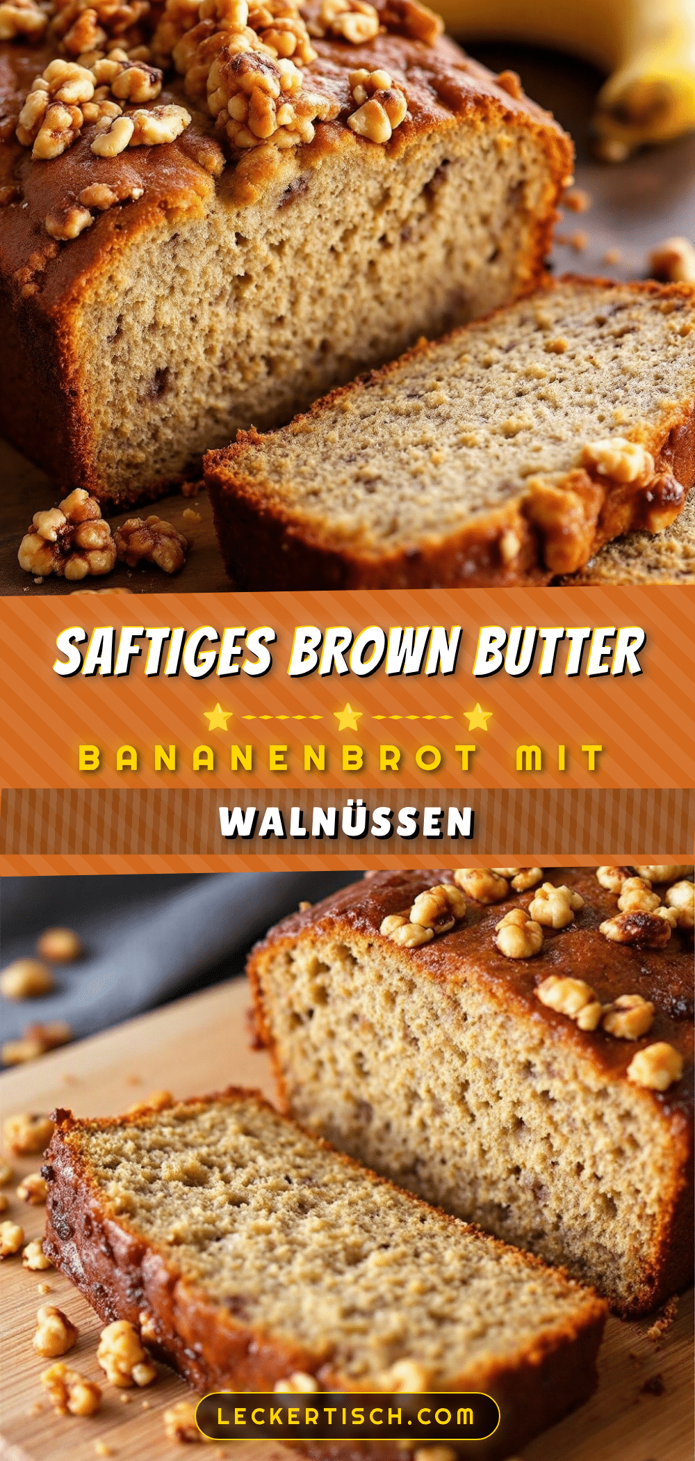 Saftiges Brown Butter Bananenbrot mit knusprigen Walnüssen recipe