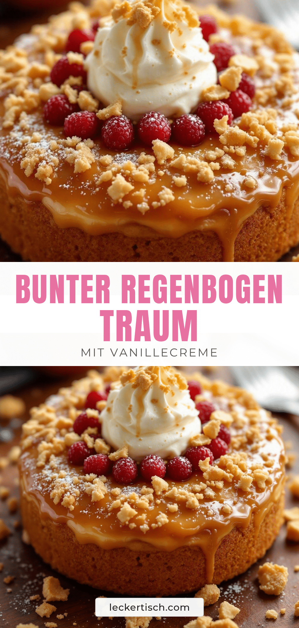 Bunte Regenbogen-Geburtstagstorte mit Vanillecreme recipe
