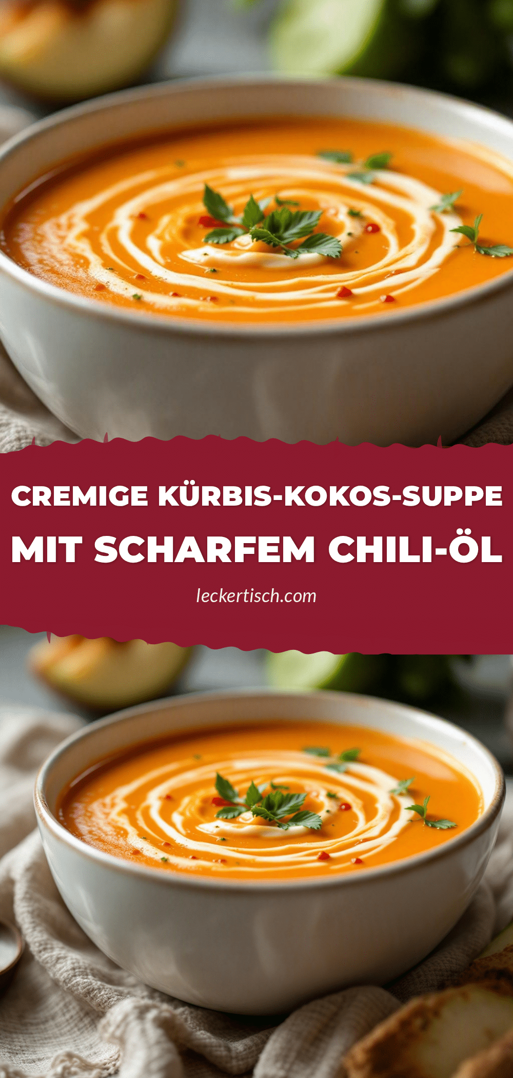 Cremige Kürbis-Kokos-Suppe mit Chili-Öl recipe