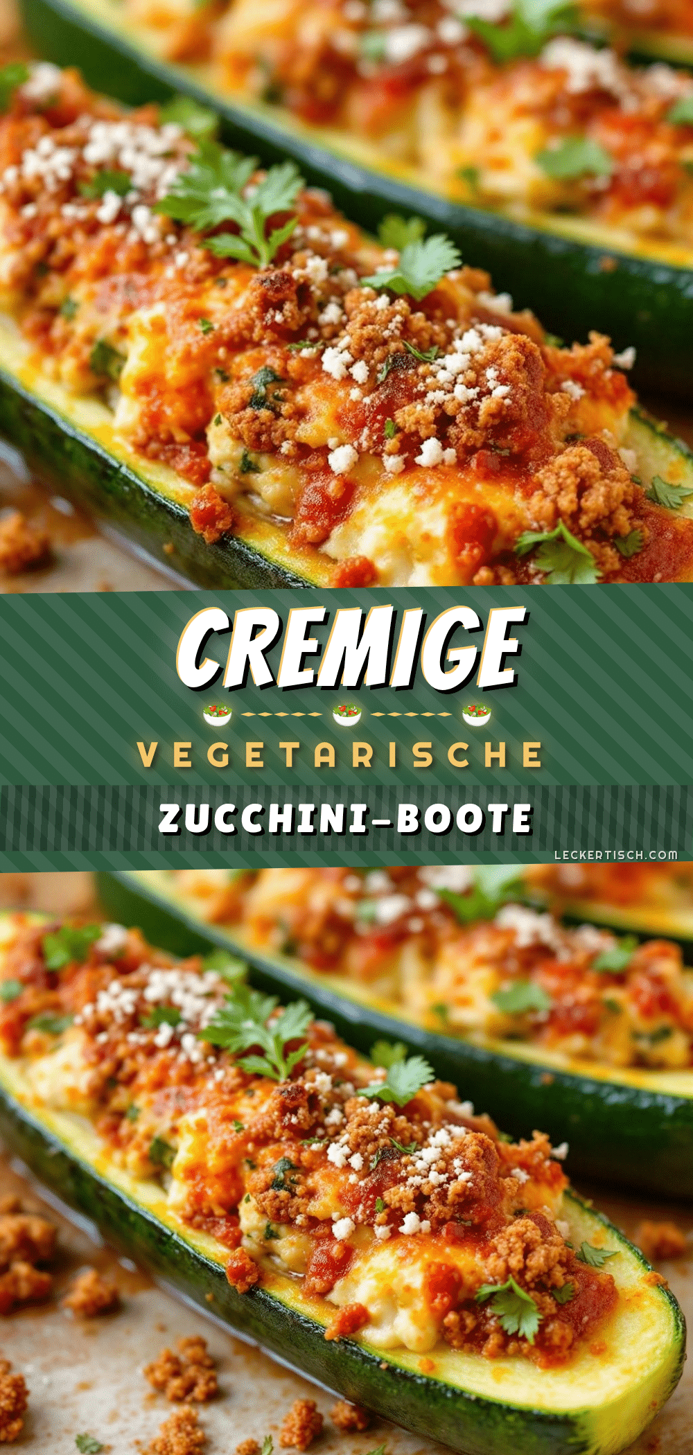 Cremige Vegetarische Zucchini-Boote recipe