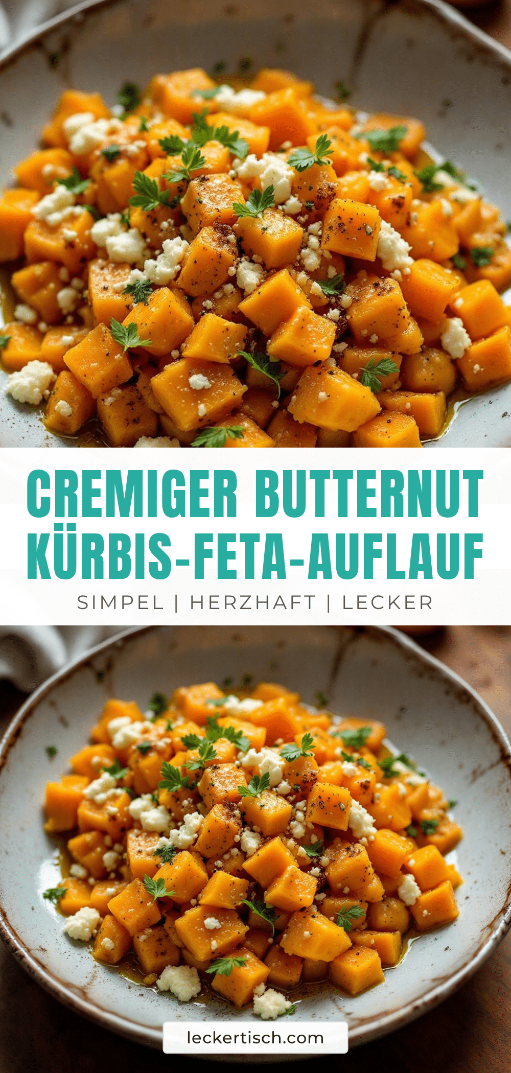 Cremiger Butternut-Kürbis-Auflauf mit Feta recipe