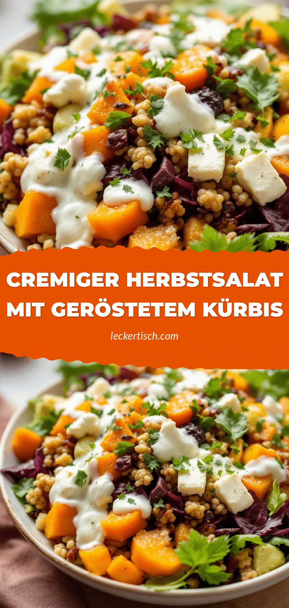 Cremiger Herbstsalat mit geröstetem Kürbis und Feta recipe