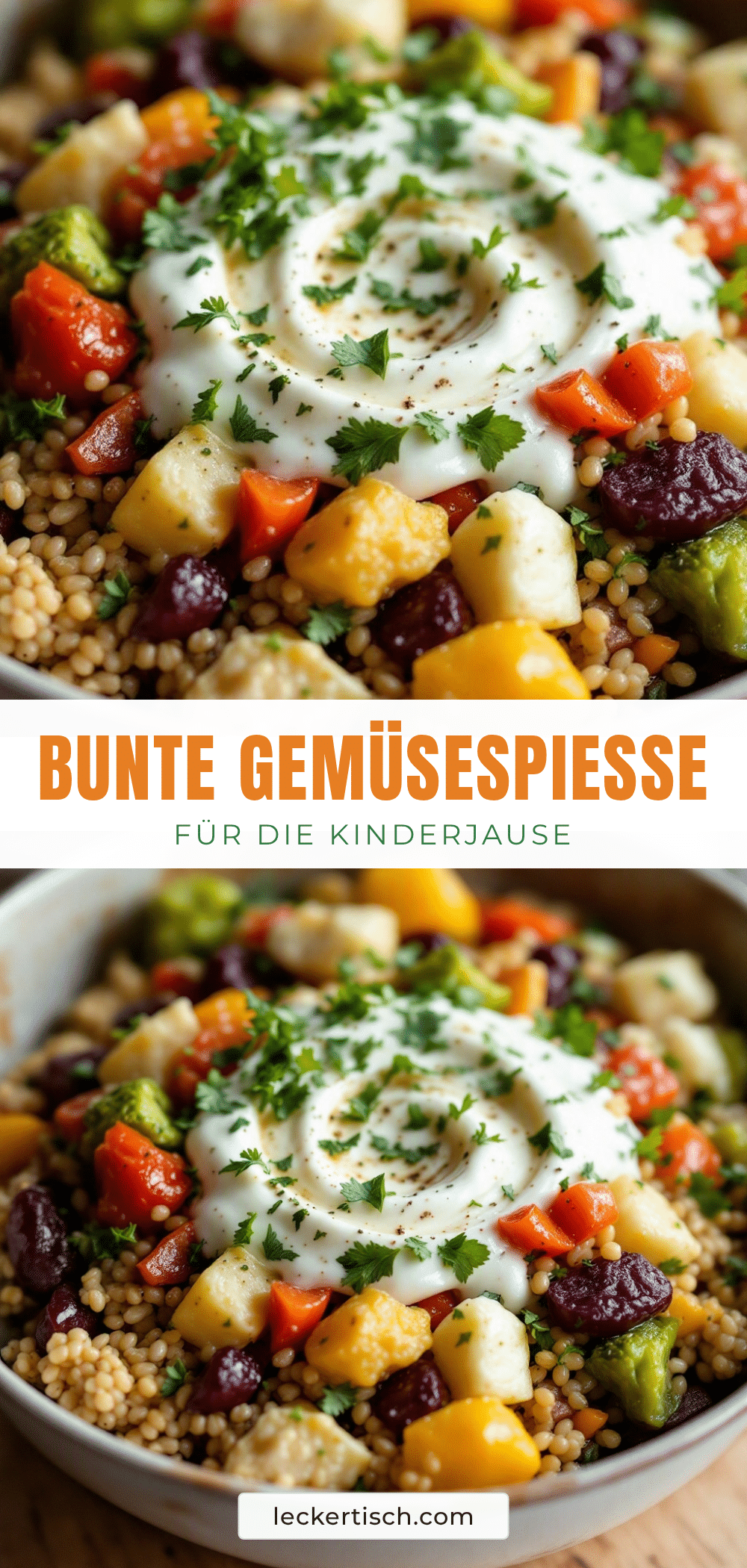 Einfache bunte Gemüsespieße für die Kinderjause recipe