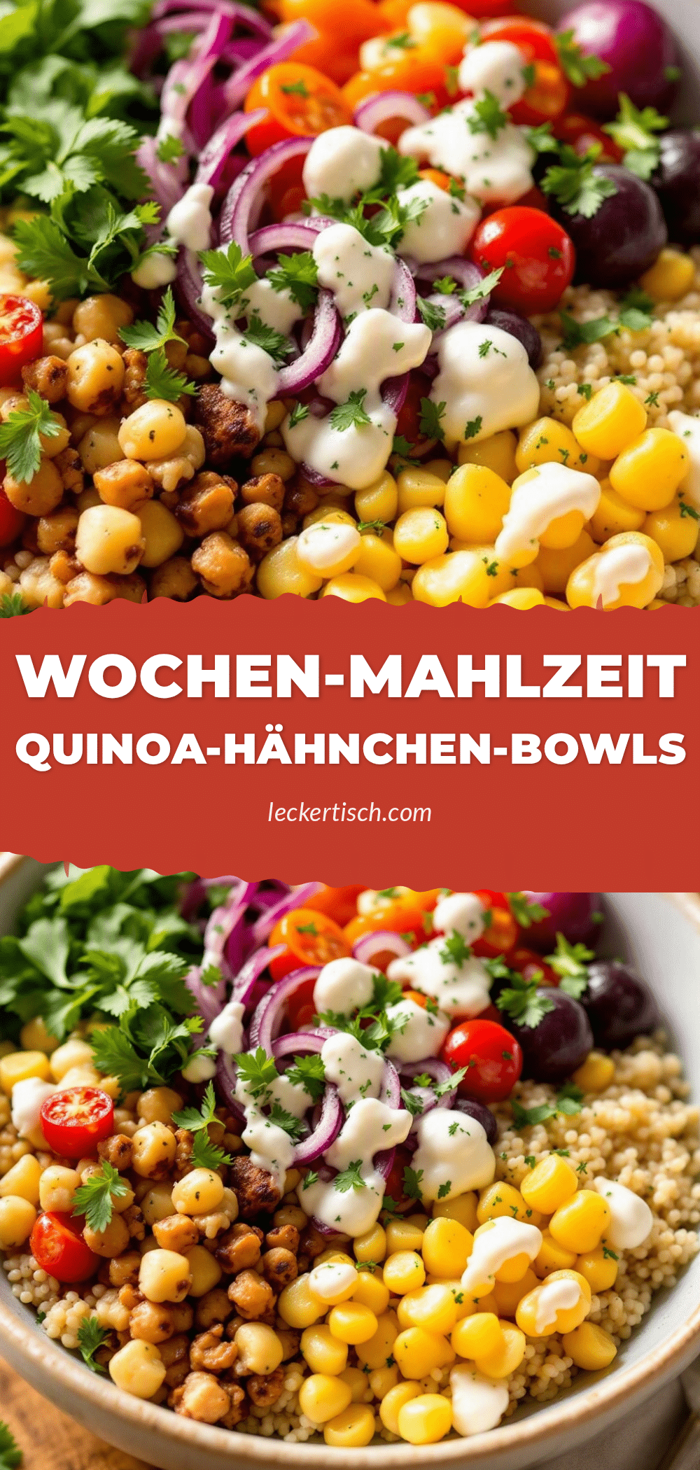 Einfache Quinoa-Hähnchen-Bowls zum Meal Prep für die Woche recipe