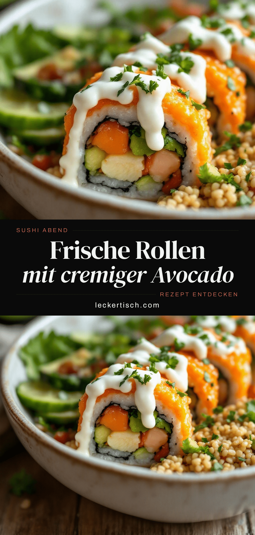 Einfache Sushi-Rollen mit Lachs und Avocado recipe