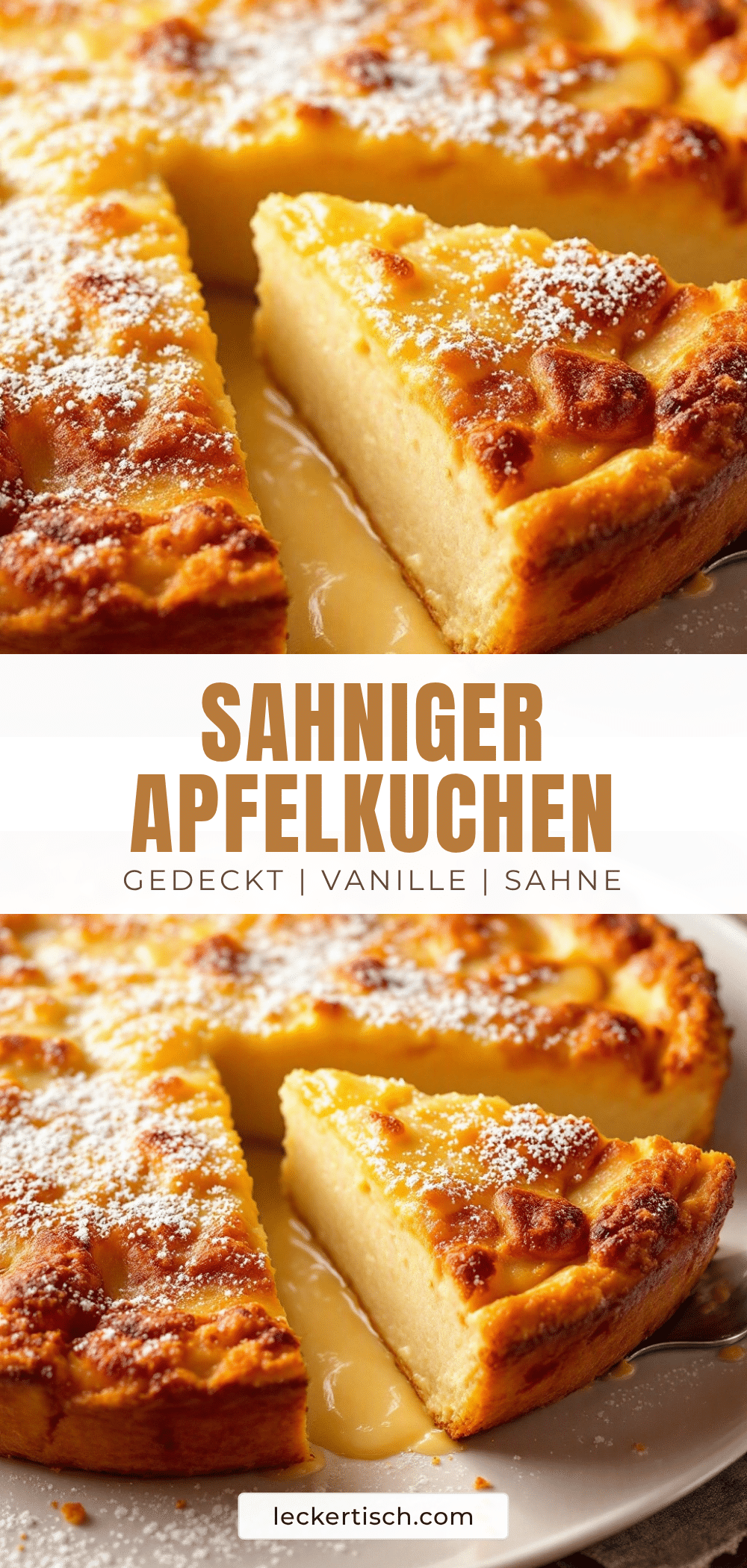 gedeckter Apfelkuchen mit Vanillesauce recipe