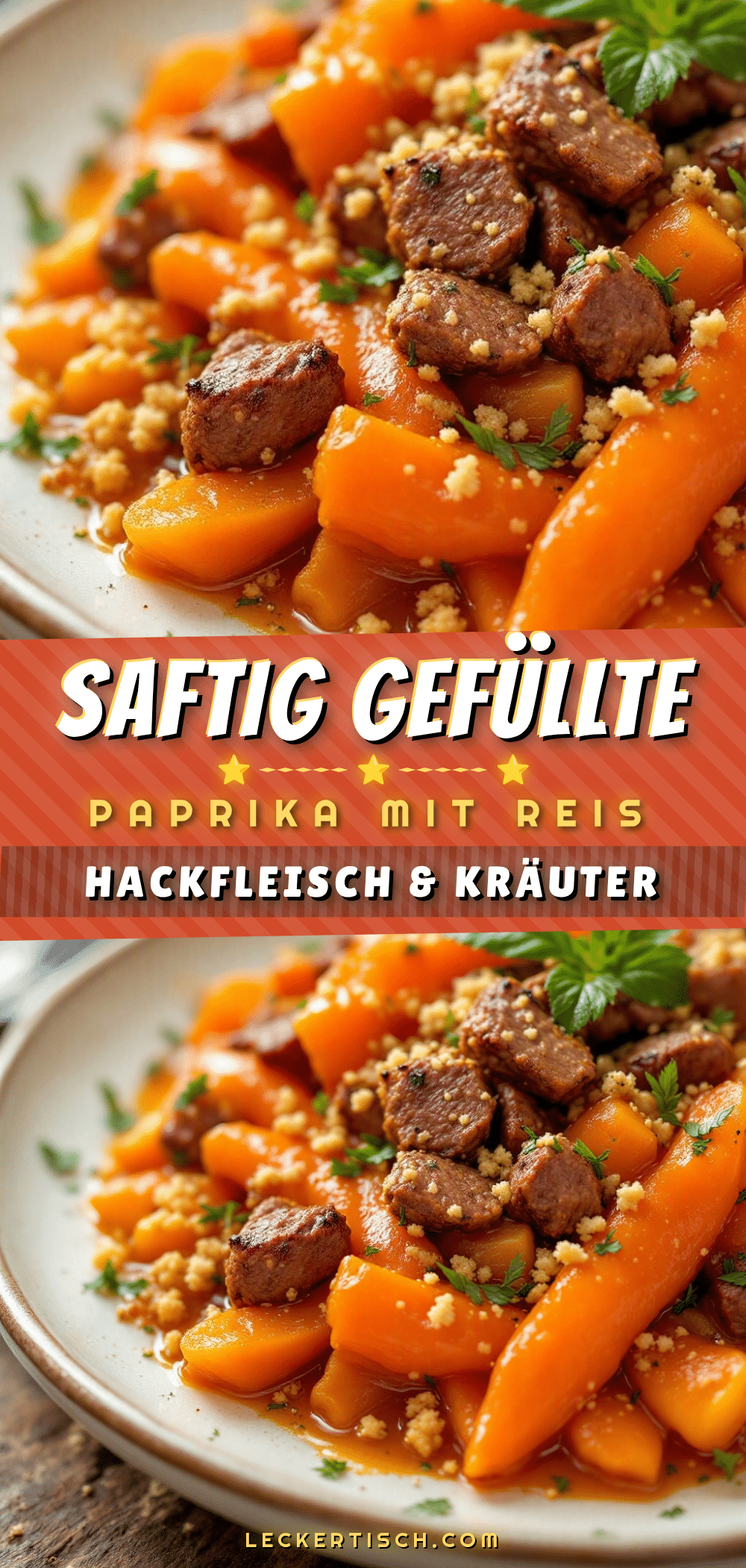 gefüllte Paprika mit Hackfleisch und Reis recipe