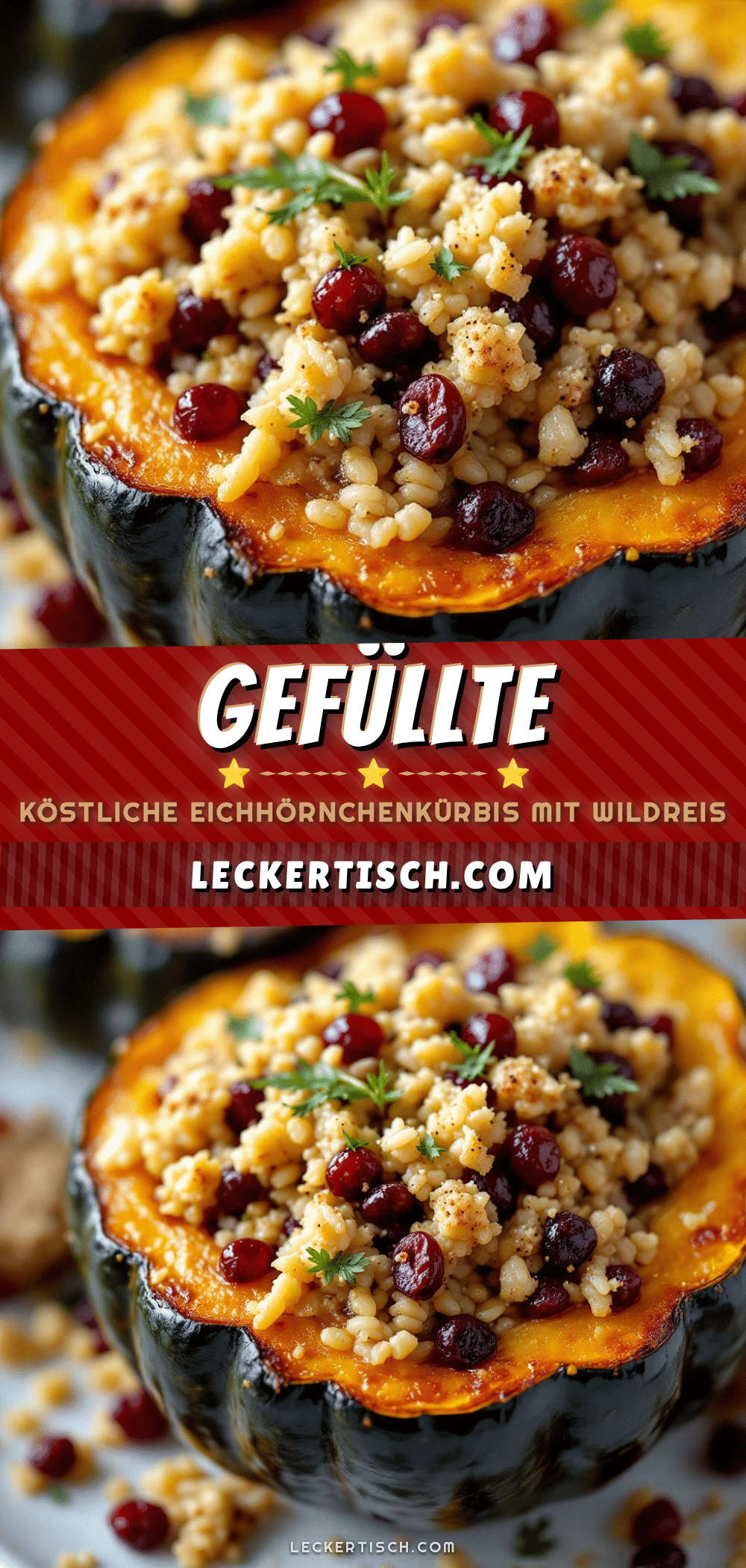 Gefüllter Eichhörnchenkürbis mit Wildreis recipe