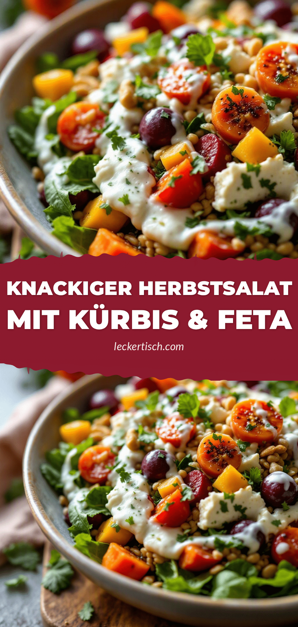 Herbstsalat mit Kürbis Feta und Walnüssen recipe