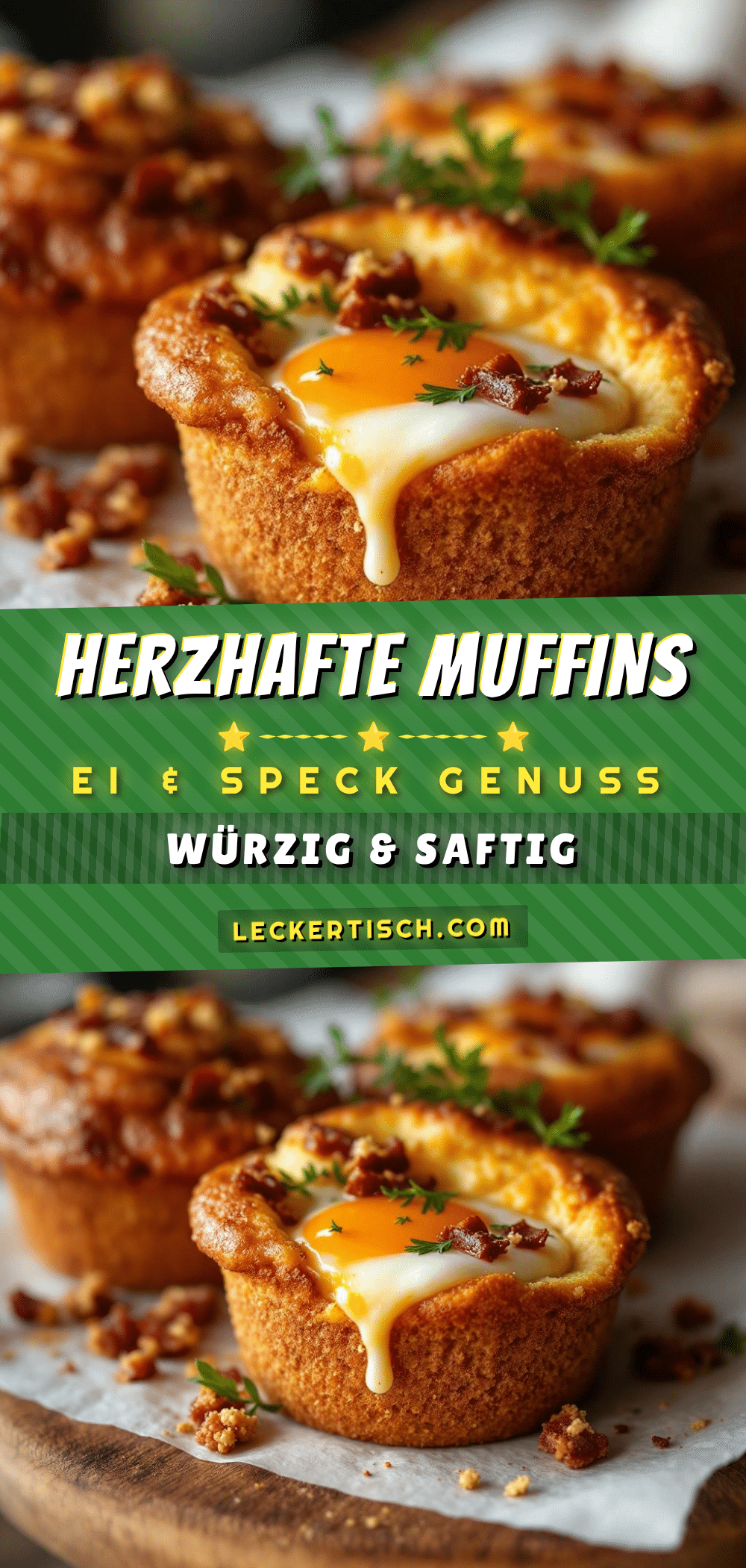 herzhafte Frühstücks-Muffins mit Ei und Speck recipe