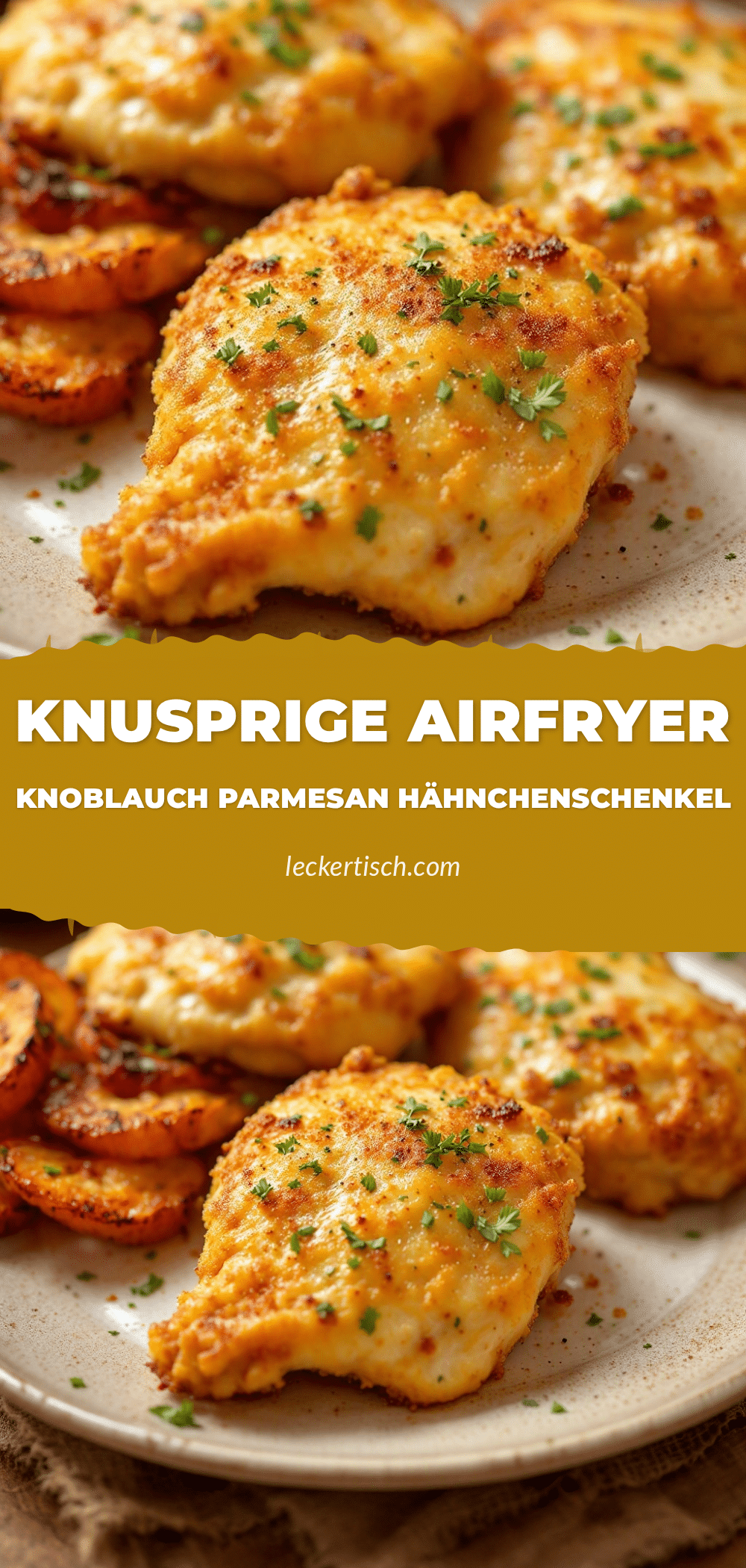 Knusprige Airfryer Knoblauch Parmesan Hähnchenschenkel recipe